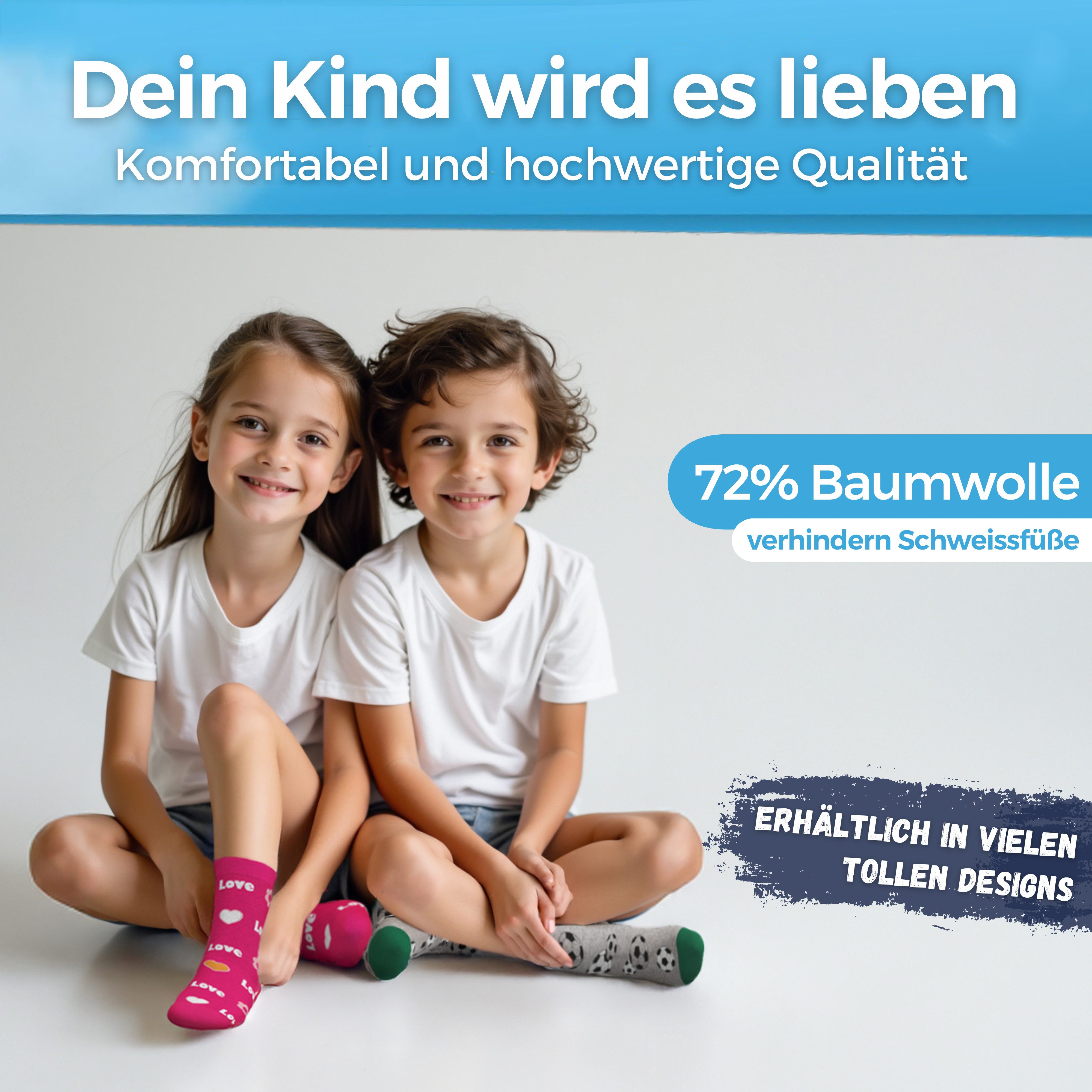 MEDOLY Socken für Kinder (10 Paar) Socken Mädchen & Jungen, aus 72% Baumwolle - ohne einschneidenden Bund