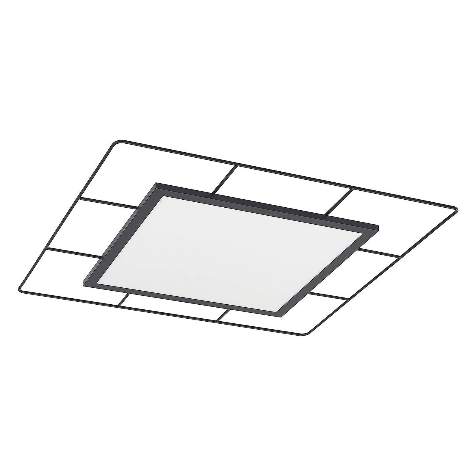 Lindby LED Deckenleuchte Khai, dimmbar, LED-Leuchtmittel fest verbaut, universalweiß, Modern, Aluminium, Kunststoff, Schwarz, weiß, 1 flammig, inkl.