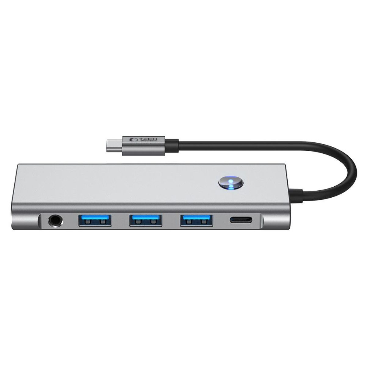 TECH PROTECT HB04 USB-Adapter USB-C zu USB-A 2.0, USB-A 3.0, USB-C (Power Delivery), USB-C (Daten), HDMI, SD, TF (microSD), 3,5-mm-Audio, 9-in-1 USB-C Adapter mit HDMI 4K, SD/TF, Audio und 100W PD