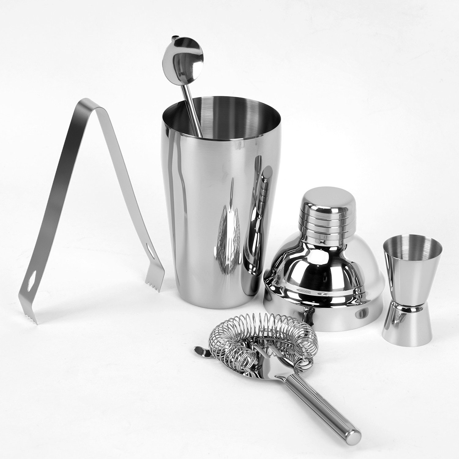 OSTWOLKE Cocktail Shaker Cocktailset Cocktailmixset Zubehör Barmixer-Set Edelstahl, (5-tlg)