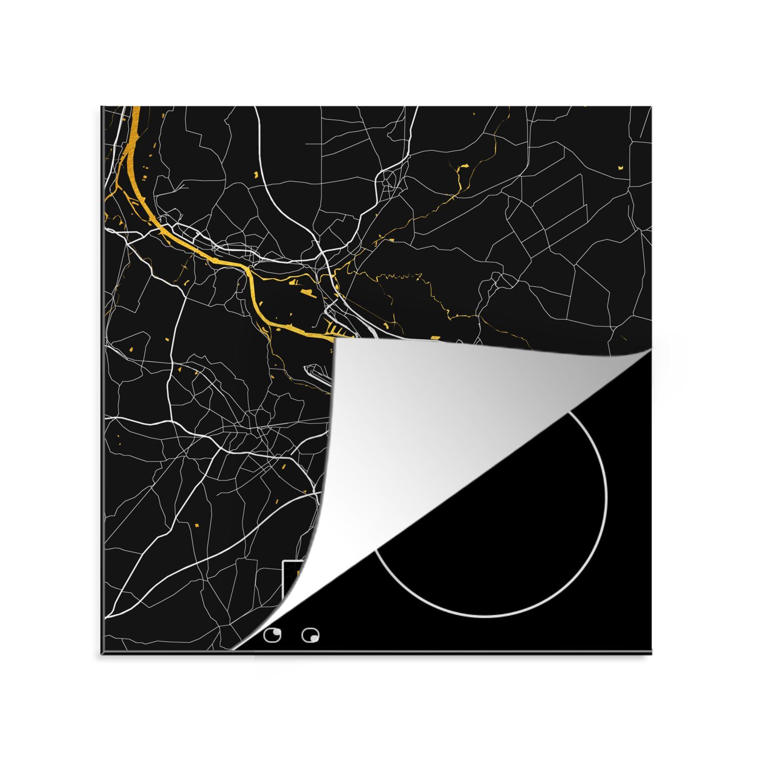 Stadtplan - Deutschland MuchoWow Herdblende-/Abdeckplatte Ceranfeldabdeckung, tlg), (1 für Bremen - - cm, - Gold Arbeitsplatte Vinyl, Karte, küche 78x78