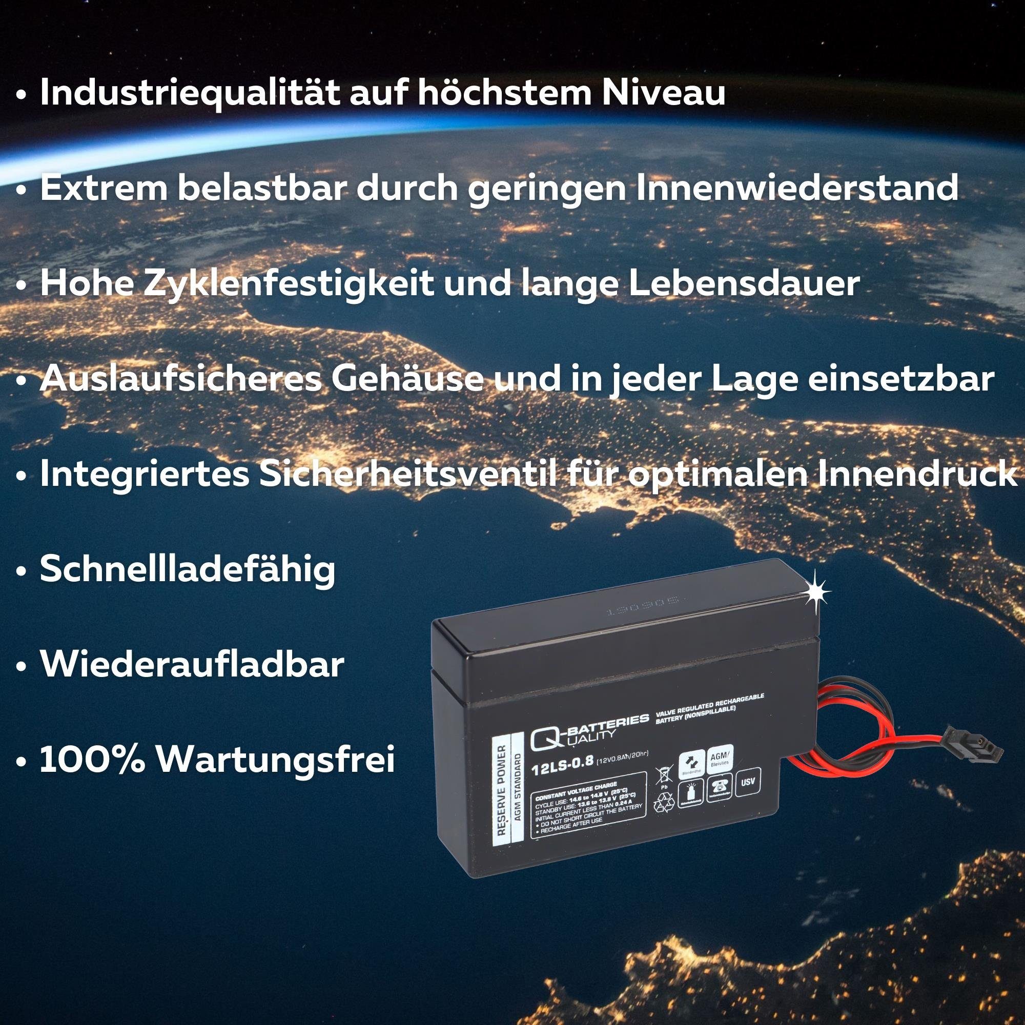 AGM 2x Haus Q-Batteries Bleiakkus 12LS-0.8 Q-Batteries 0,8Ah Akku Heim 12V & Blei-Vlies