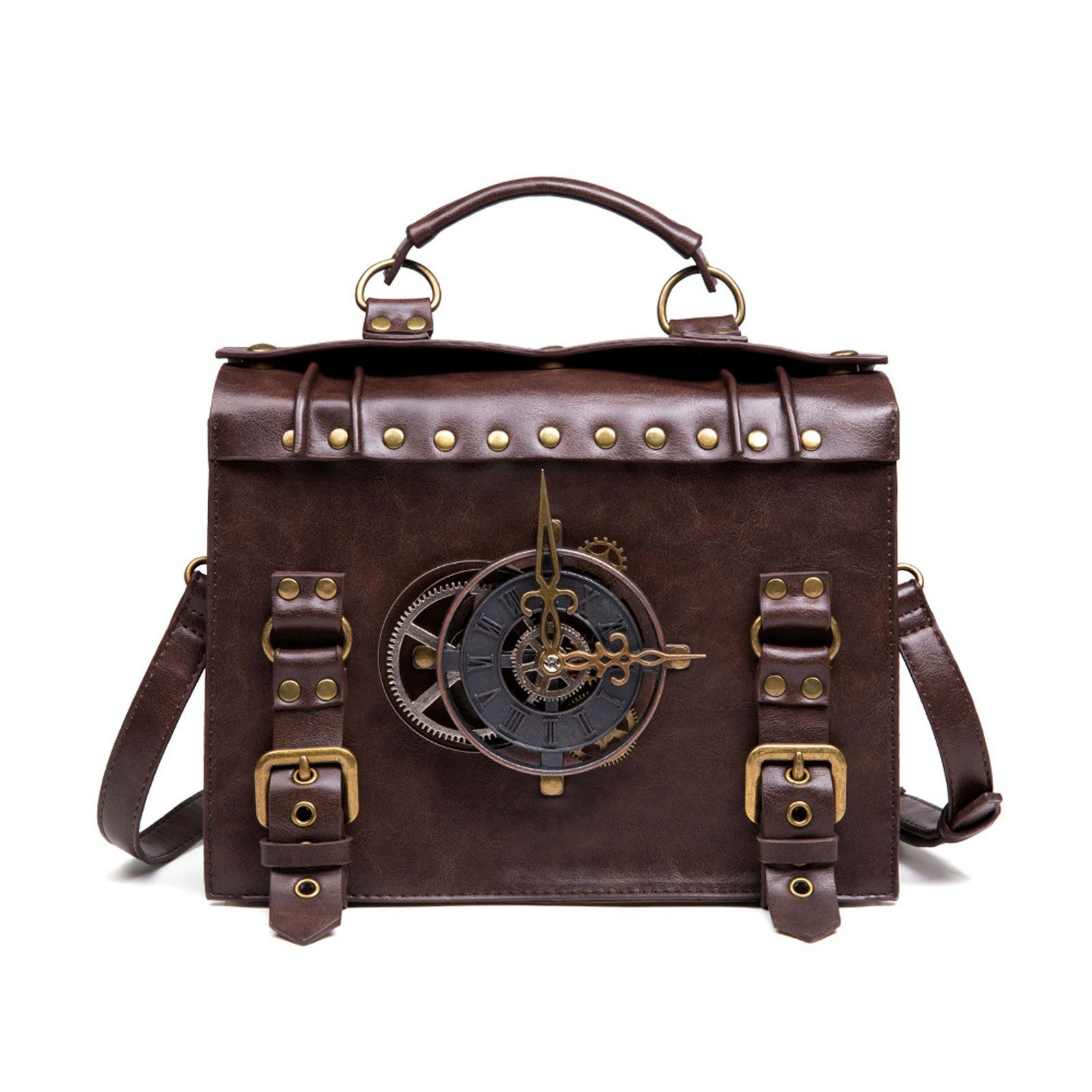 Umhängetasche Schulrucksack Handtasche, Vintage Steampunk Style, PU
