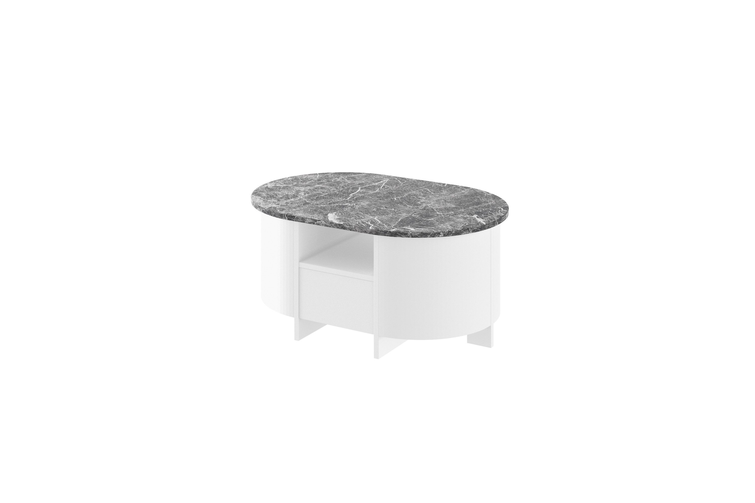 designimpex Couchtisch Design Couchtisch HCL-111 Oval Schublade Hochglanz Wohnzimmer Tisch