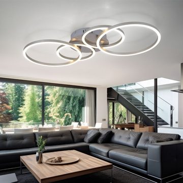 etc-shop LED Deckenleuchte, LED-Leuchtmittel fest verbaut, Warmweiß, Deckenlampe LED Wohnzimmerlampe modern Ringe verstellbar