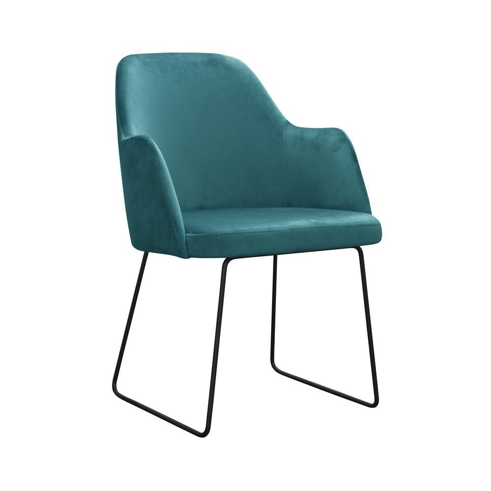 JVmoebel Stuhl, Moderne Lehnstühle Gruppe 6 Stühle Set Grau Polster Armlehne Design Garnitur Türkis