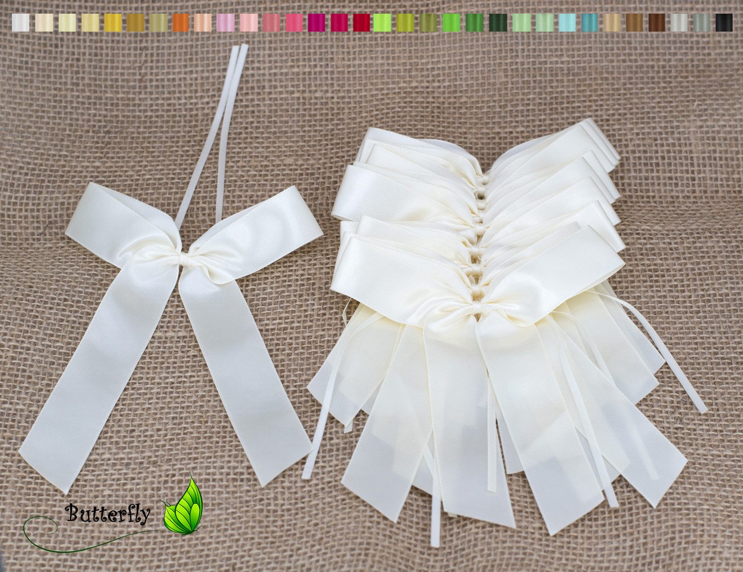 Creativery Geschenkband, Autoschleifen Hochzeit 11x16cm 10 Stück Ivory / Elfenbein