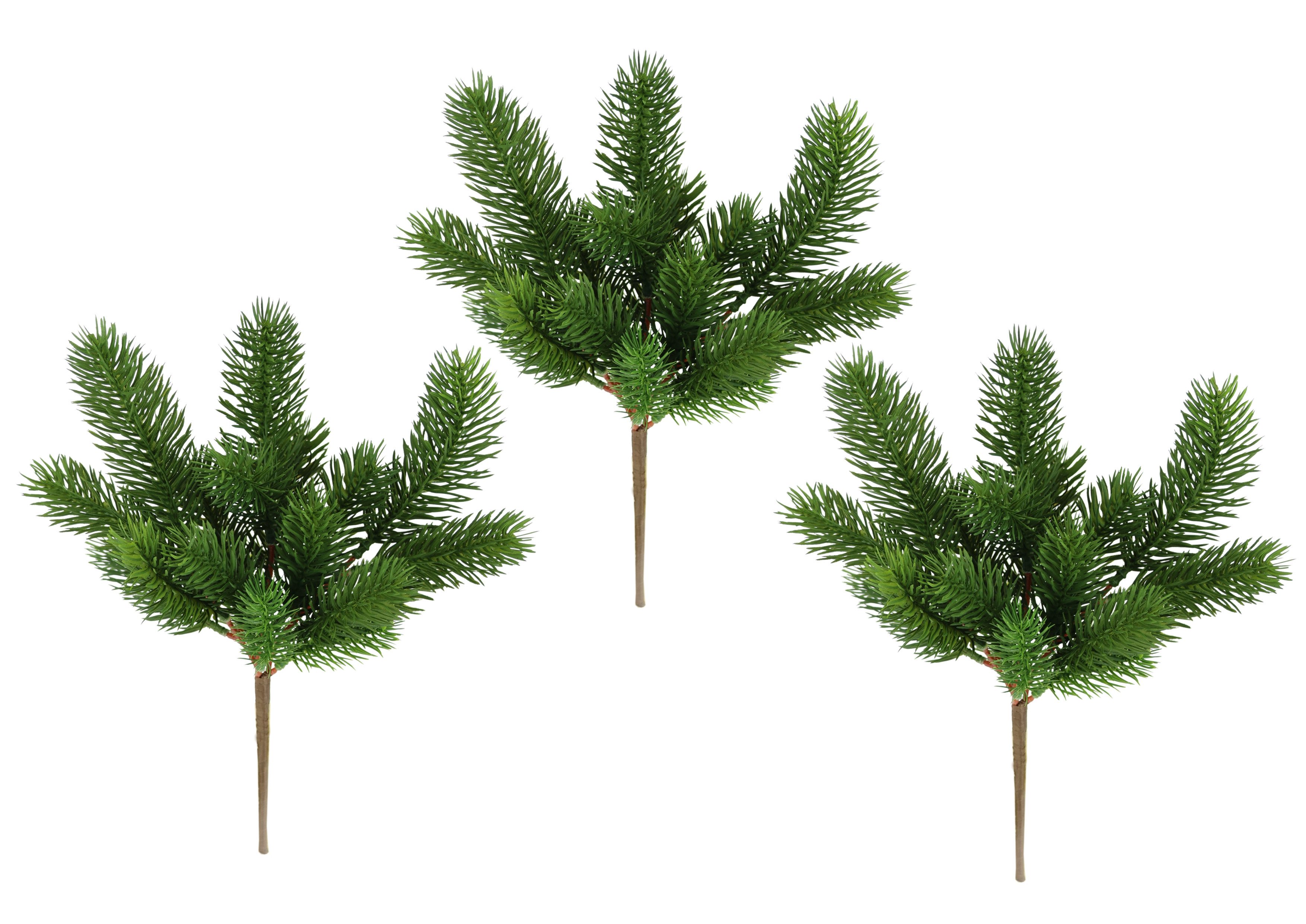 Kunstzweig Tannenzweige, I.GE.A., Höhe 27 cm, 3er Set Künstlicher Tannenbund Adventskranz Weihnachtsdeko Kunstblume