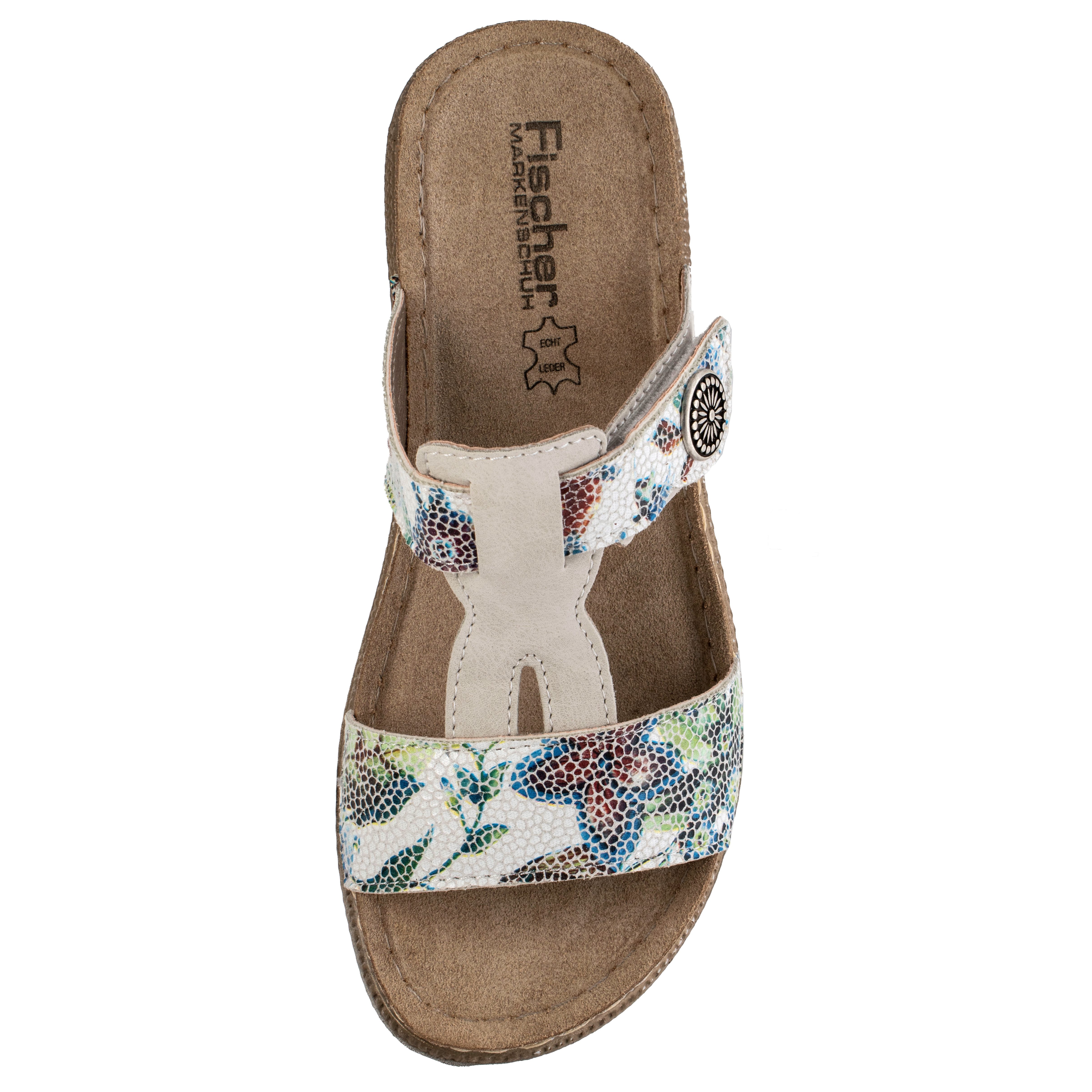 Fischer-Markenschuh Steffi Pantolette aus Nappalino (Lederimitat), Fleecefutter, mit gepolstertem Fußbett