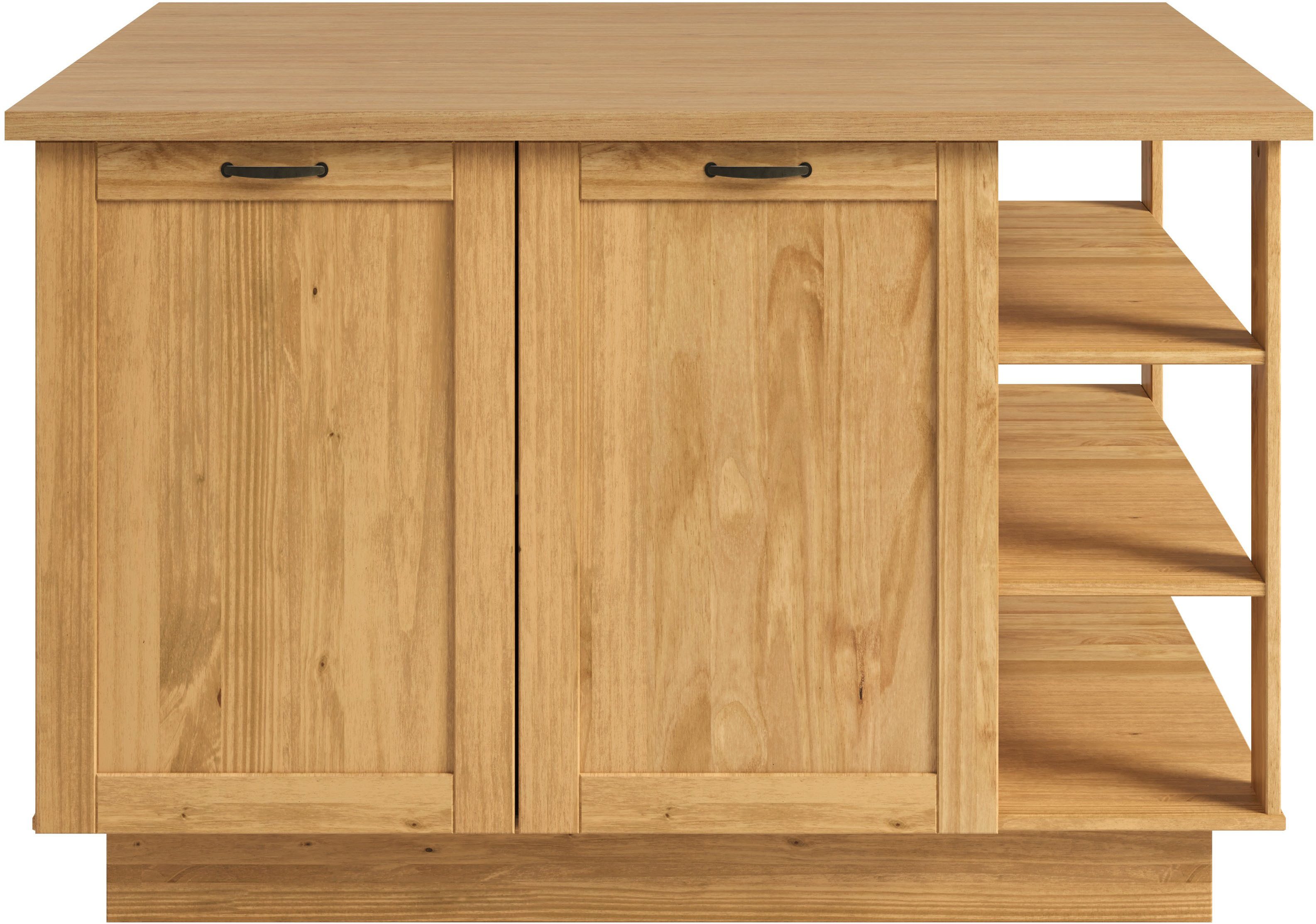 Home affaire Kücheninsel Teramo, Breite 130 cm,4 Türen, 3 offene Fächer