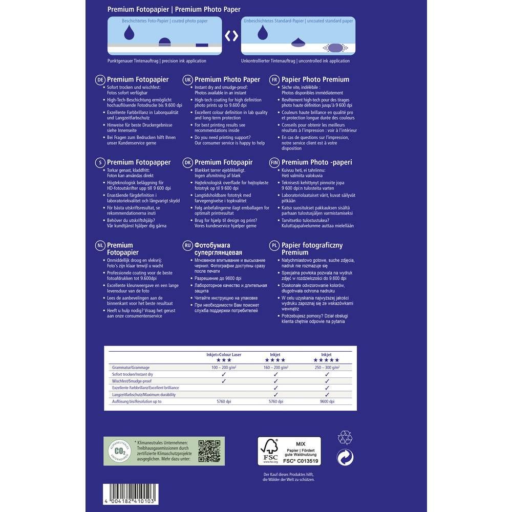 Avery Zweckform Fotopapier Avery Zweckform Premium Inkjet Fotopapier, A4, einseitig 2482-20, Hochglänzend