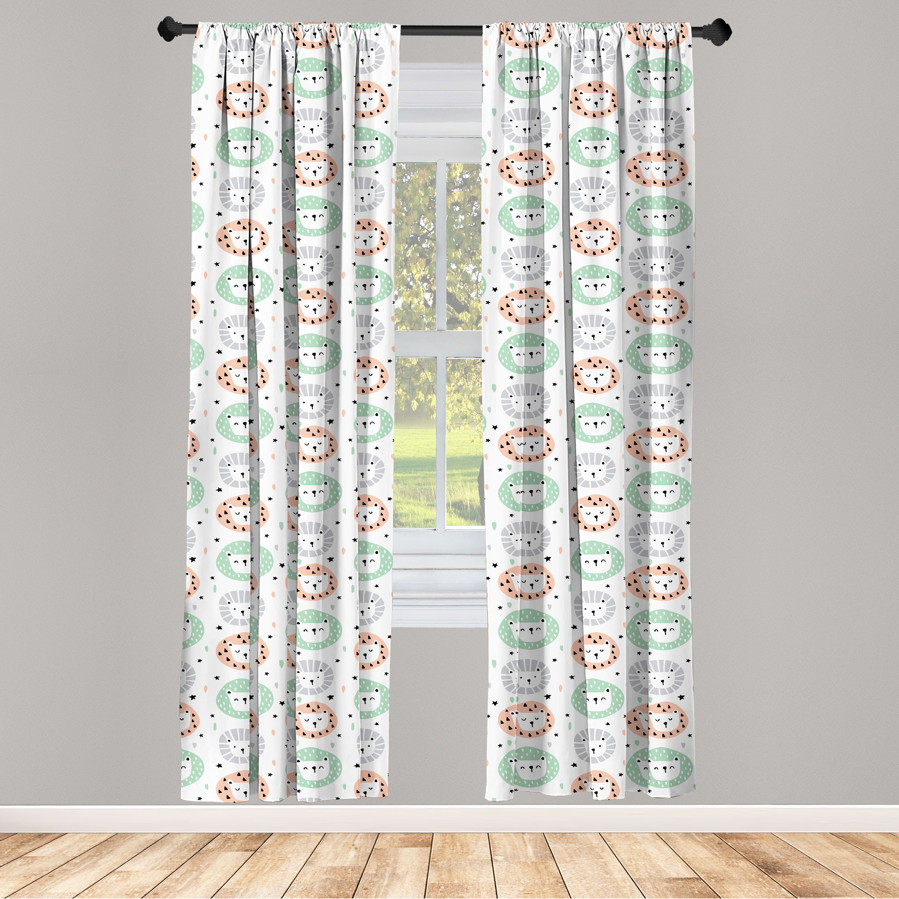 Gardine Vorhang für Wohnzimmer Schlafzimmer Dekor, Abakuhaus, Microfaser, Löwe Scandinavian Sterne Strokes