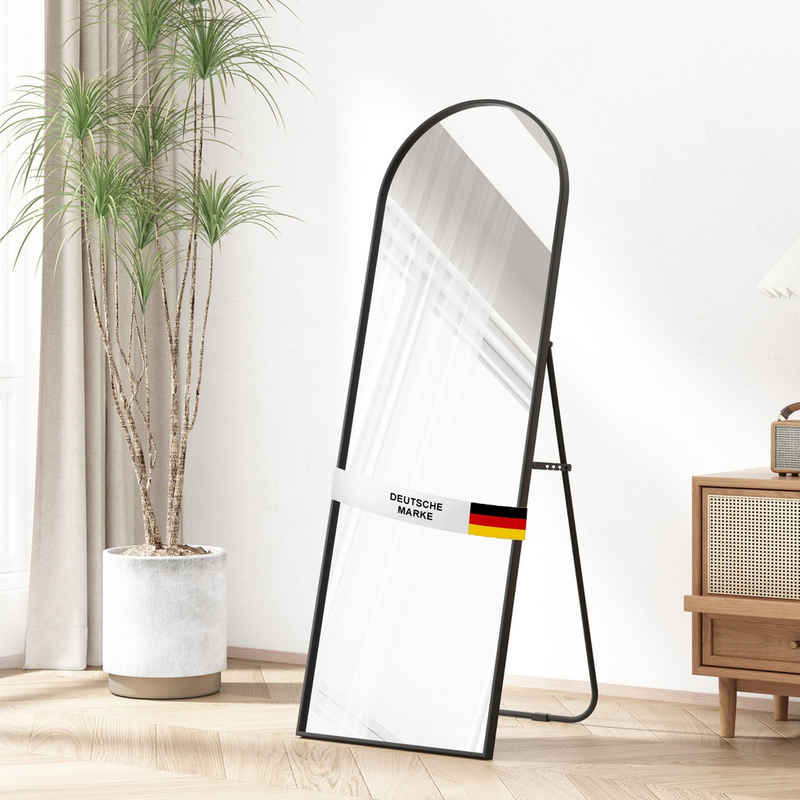 Albatros International Spiegel Ganzkörperspiegel – Bogen Spiegel mit schwarzem Rahmen (140 x 50 cm groß – hochwertiges und nachhaltiges Glas), Standspiegel oder großer Wandspiegel im modernen Design