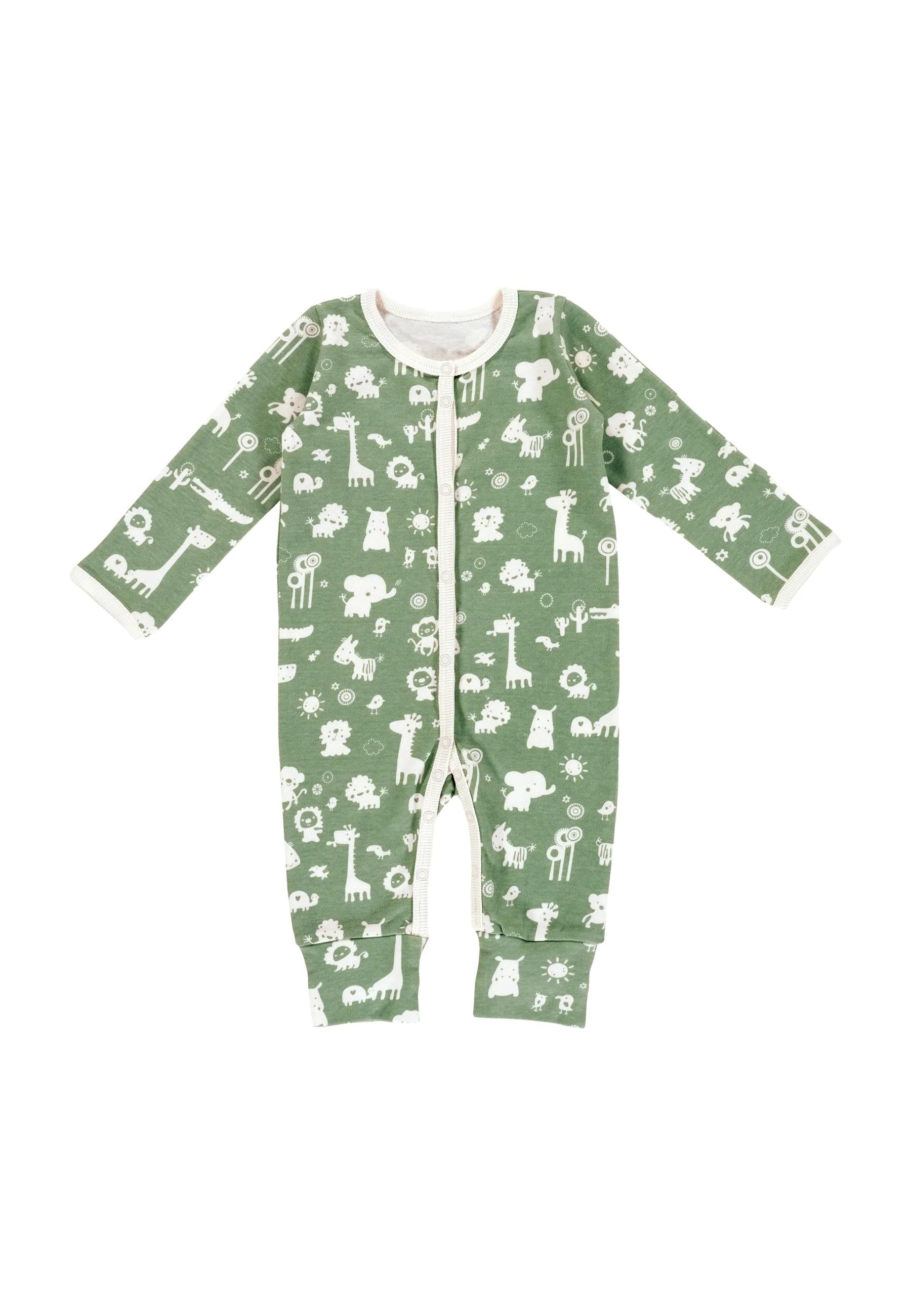 Alvi® Schlafoverall Pyjama mit Klappbündchen Bio-Baumwolle (1-tlg) praktische Druckknöpfe