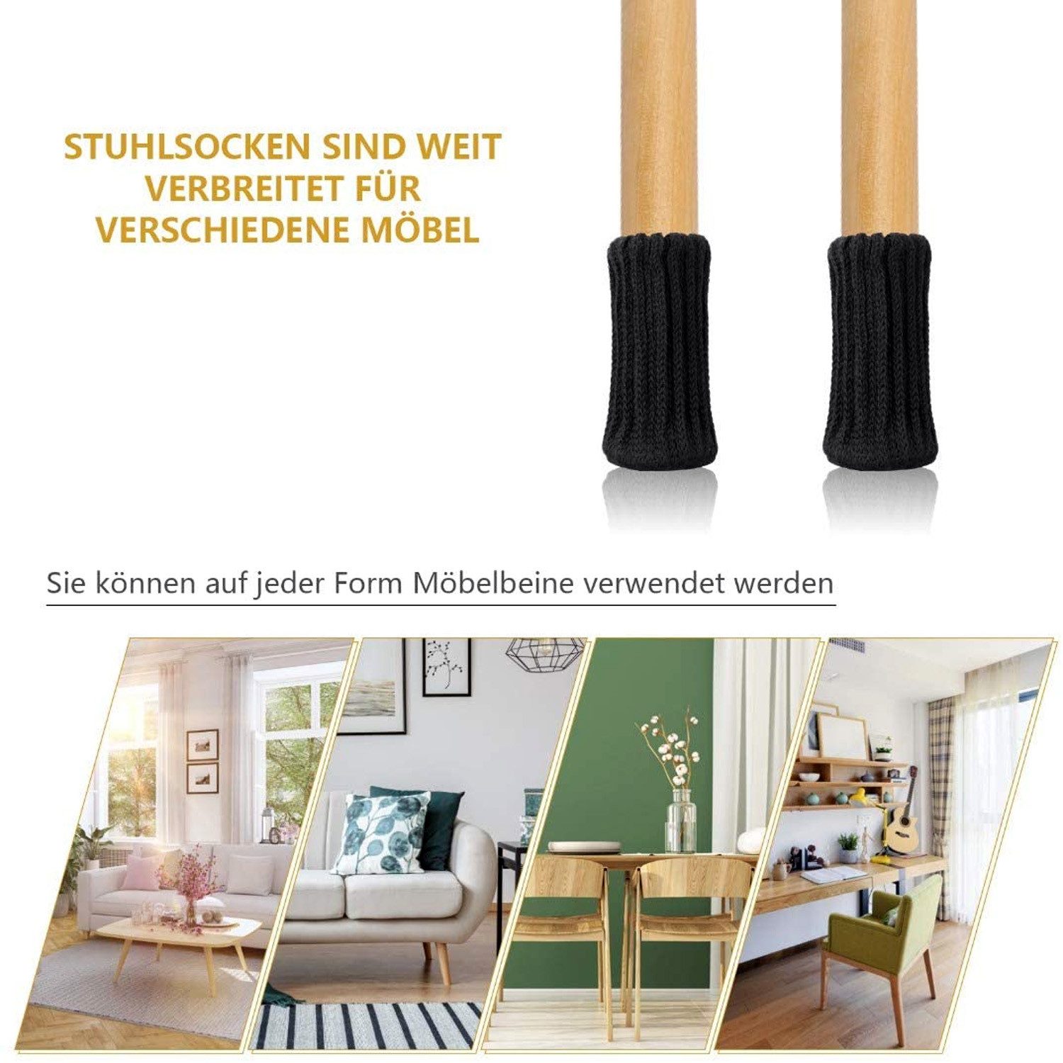 TUWENA Tischbein 24 Stück Stuhlbeinsocke Möbel Socken mit Fühlte Pads, Schutz Stuhl – Bild 5 von 5