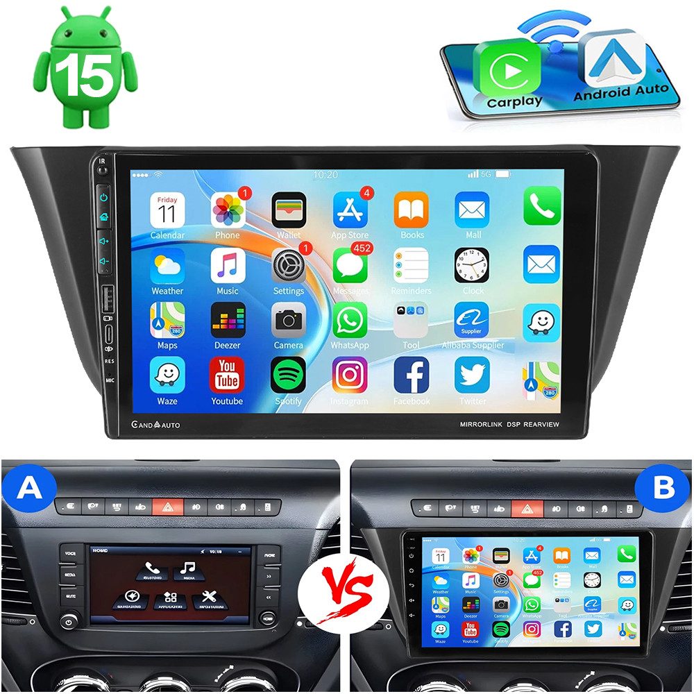 ESSGOO DAB+ Für Iveco Daily 14-21 Autoradio Android 15 Carplay GPS Navi USB Autoradio (DAB+ (optional), 4+64GB(optional), RDS, AM, FM, Carplay Android Auto Bluetooth EQ USB GPS Navi WIFI Touchscreen)