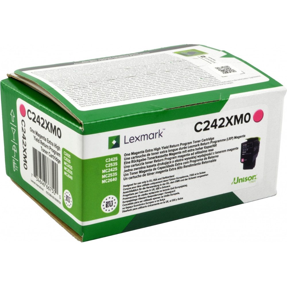 Lexmark Tonerpatrone Lexmark C242XM0 Rückgabe Toner für Drucker., (Rückgabetoner)