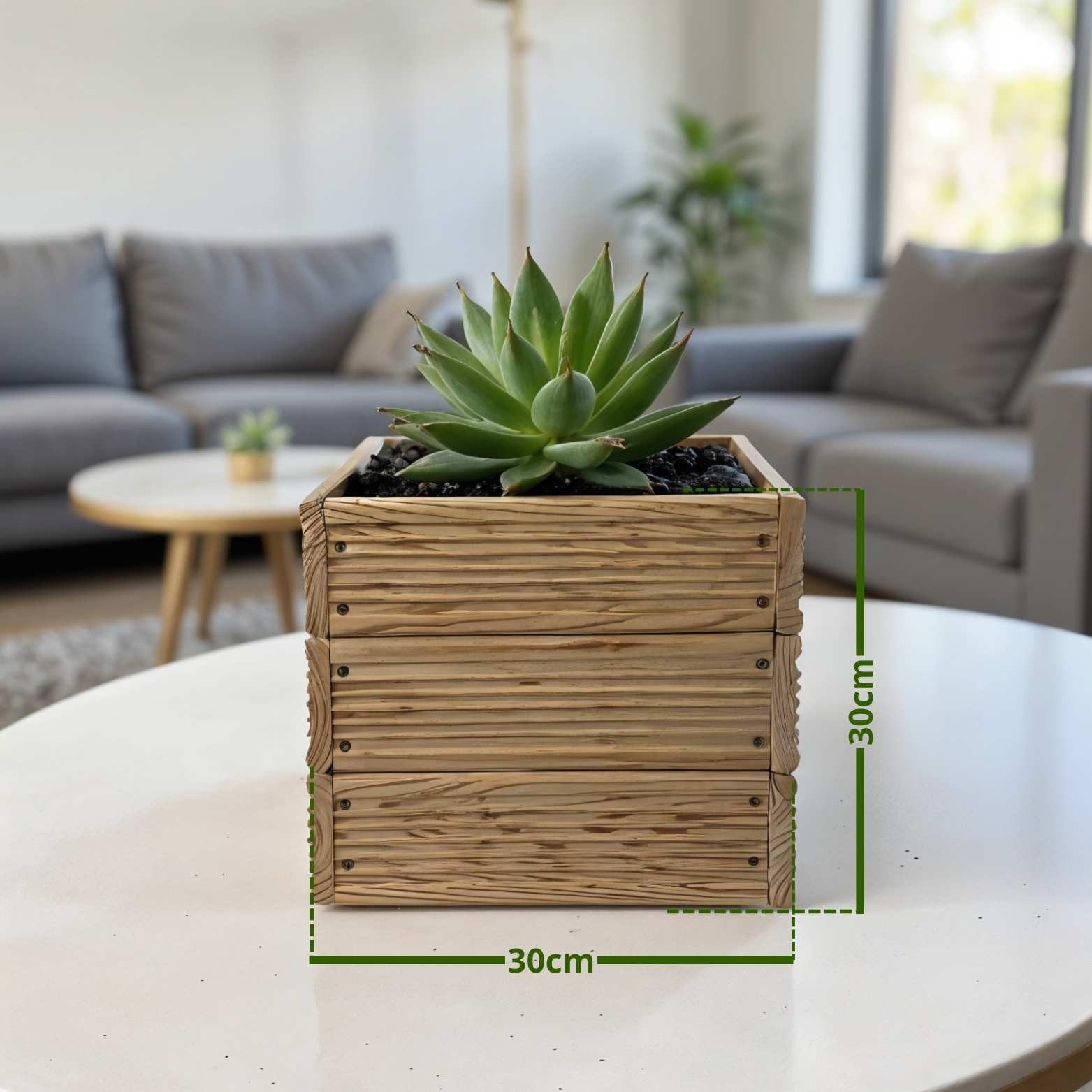 Floranica Übertopf Eckige Blumentopf Pflanzentopf Blumenkasten Kräutertopf (ohne Roller, 1 St., Unbehandelt), für drinnen und draußen - für Garten, Balkon, Terrasse und Wohnräume