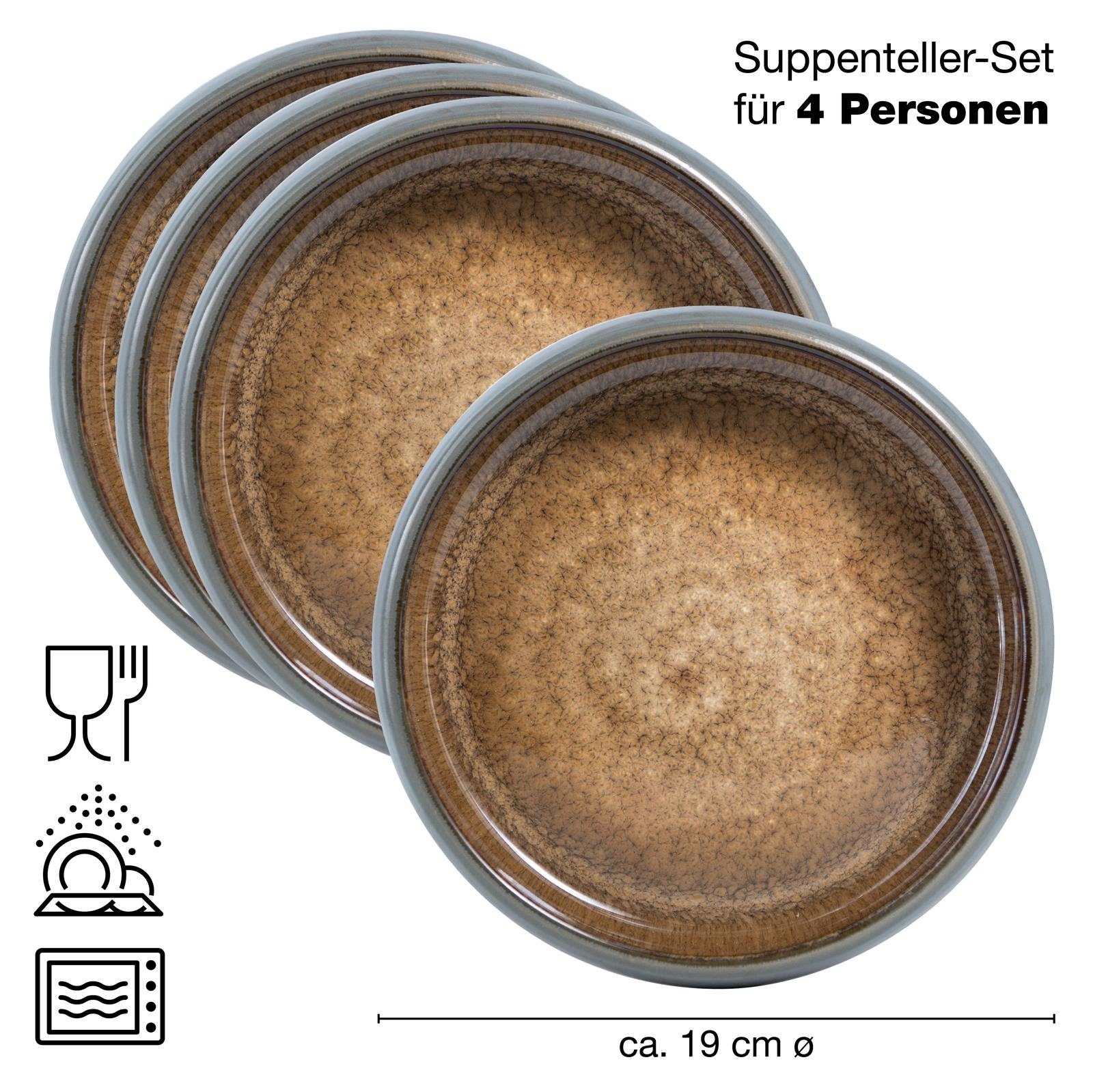 Moritz & für Moritz Geschirr & Nudeln, Suppen (4 Moritz Bowl 4tlg Moritz Müsli Suppe, Set Salat Reaktiv, oder Teller Suppenteller Beige St), Schüssel