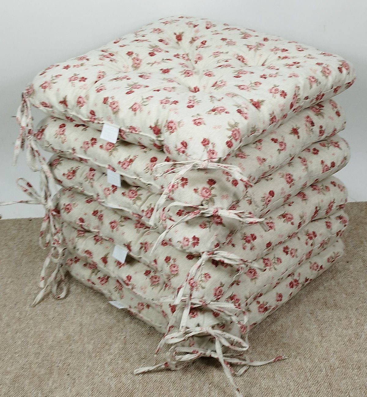 Rattani Sitzkissen Set 6x Stuhlkissen/Sitzkissen Klara 42 x 42 x 8 cm Stoff günstig online kaufen