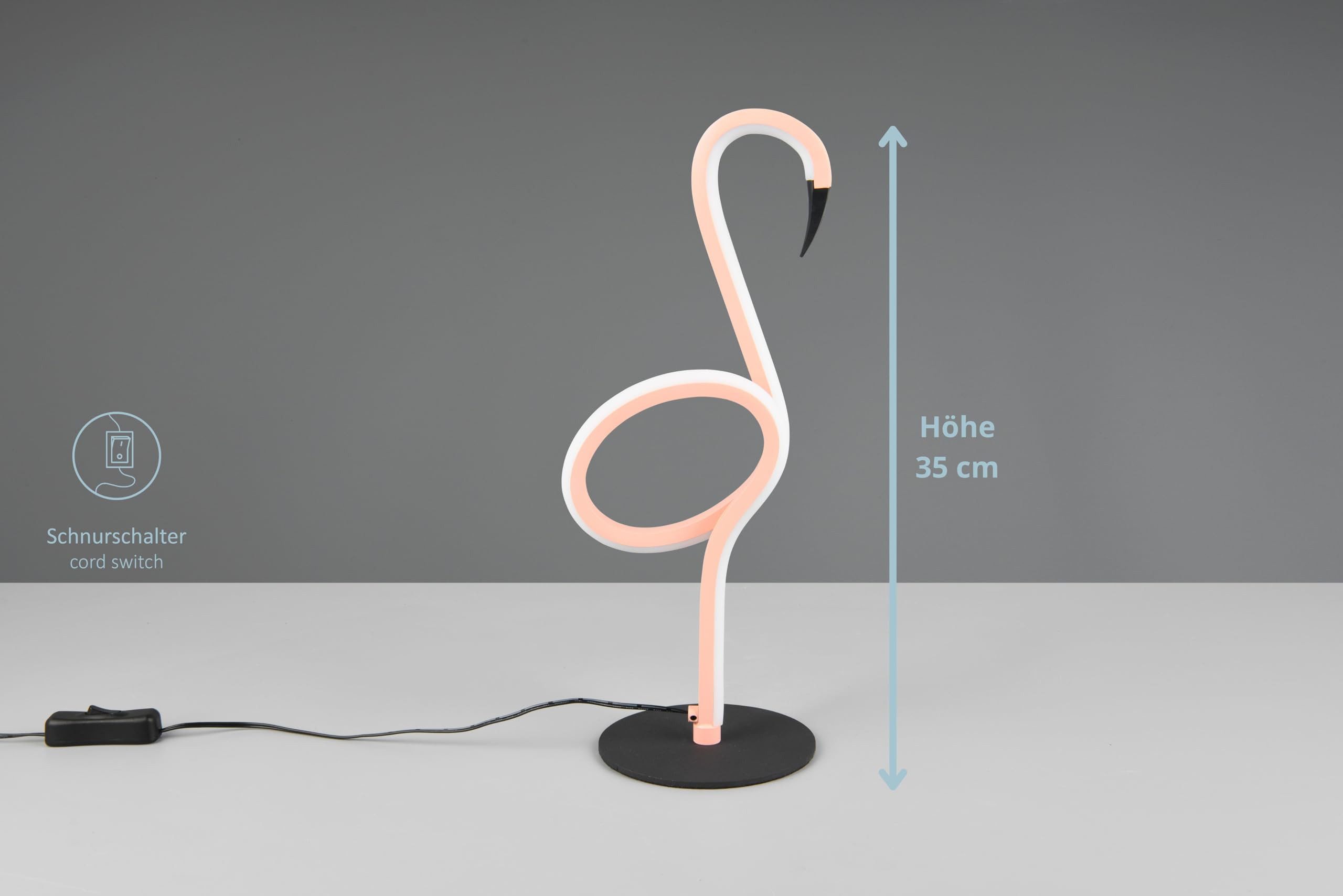 lightling LED Tischleuchte Inga, LED fest integriert, Warmweiß, mit Schnurschalter, IP20 Indoor, Flamingo-Design, pink