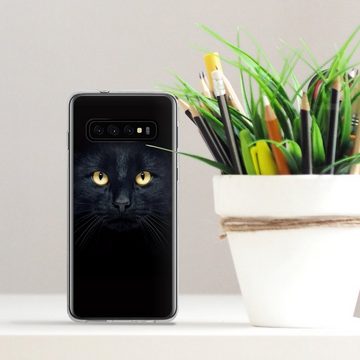 DeinDesign Handyhülle Katze Auge schwarz Tom Cat, Samsung Galaxy S10 Silikon Hülle Bumper Case Handy Schutzhülle