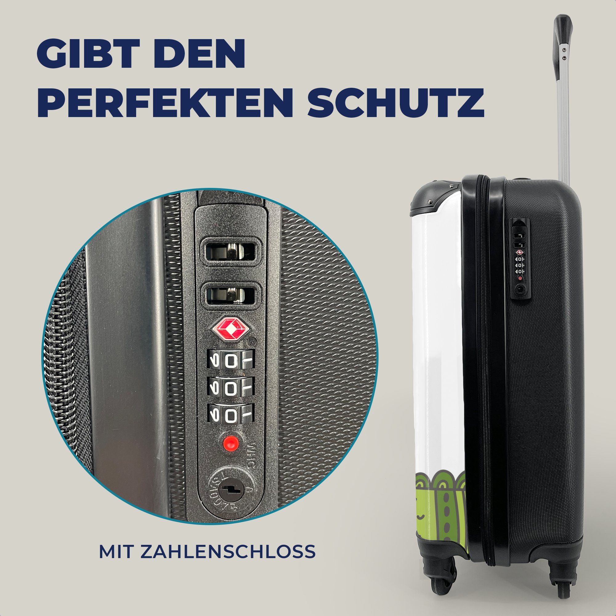 a Reisekoffer 4 day" Reisetasche Vogel MuchoWow Handgepäck rollen, Zitat Handgepäckkoffer "Have mit und und, Ferien, Trolley, good Illustration dem einem Rollen, mit für