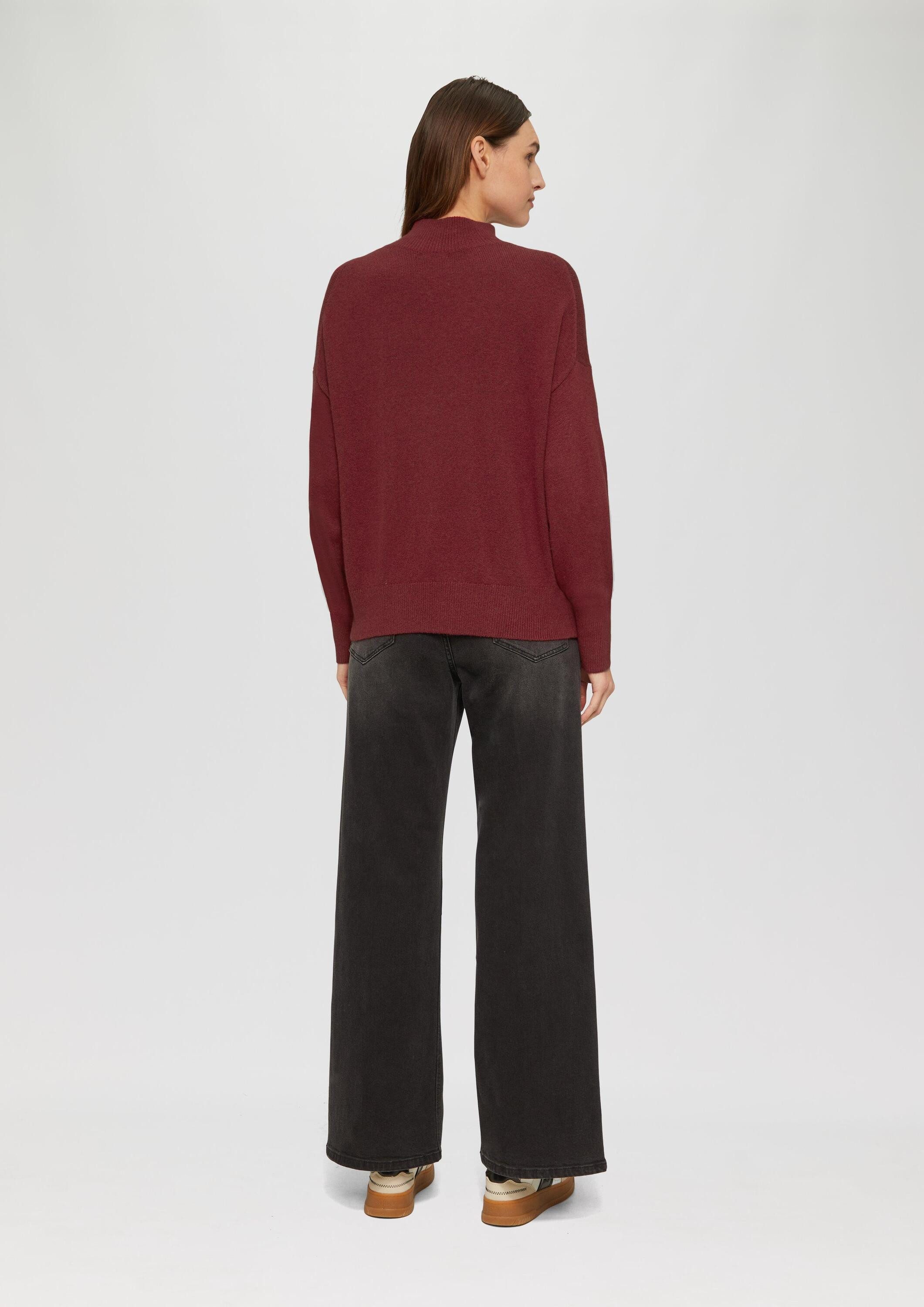 s.Oliver Longpullover Strickpullover Strickpullover im Relaxed Fit mit Stehkragen