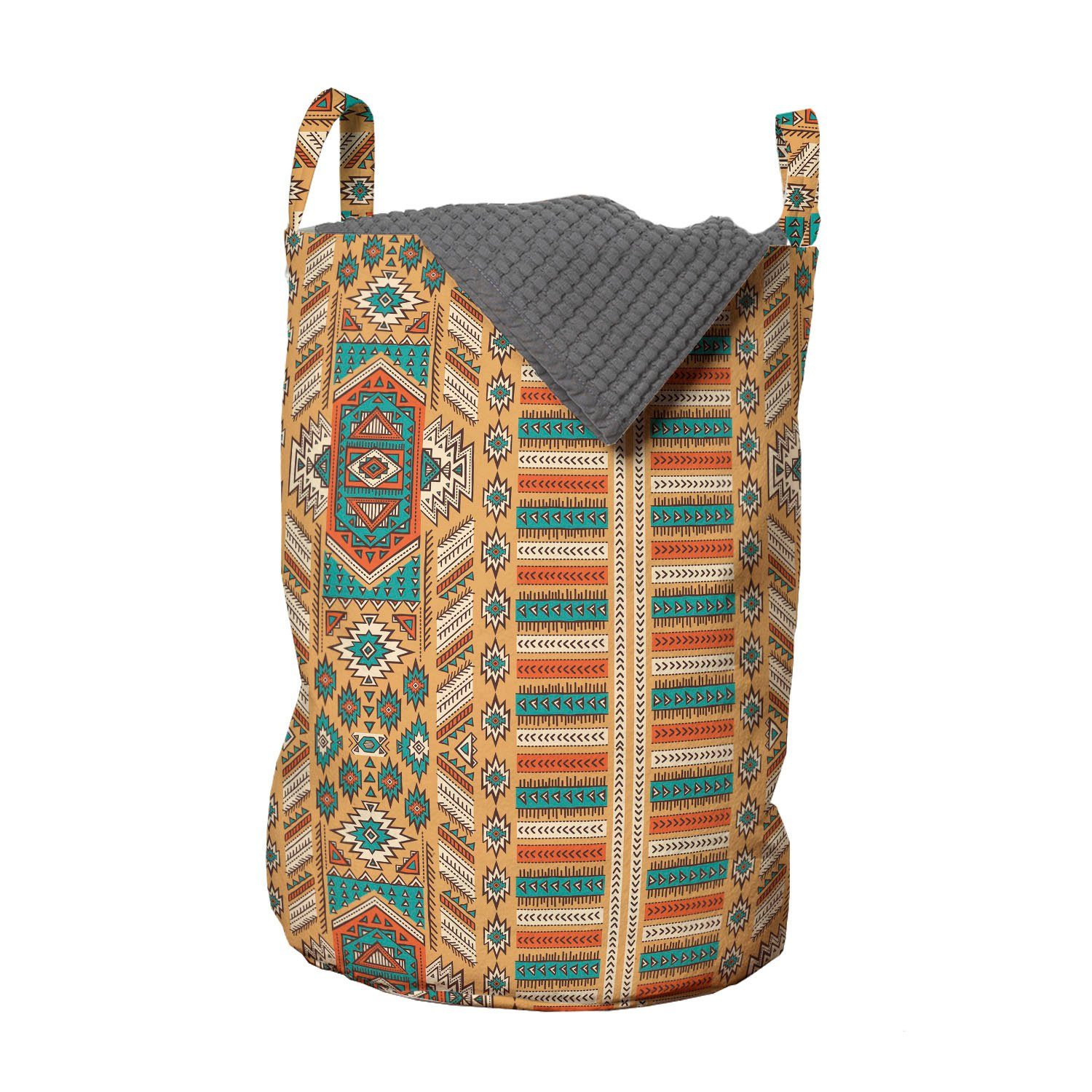 Abakuhaus Wäschesäckchen Wäschekorb mit Griffen Kordelzugverschluss für Waschsalons, aztekisch Bohemian Pattern