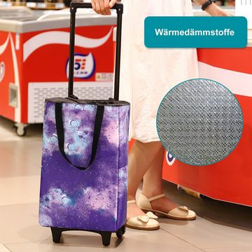 CALIYO Einkaufstrolley Faltbarer Einkaufstasche mit Rollen 23L- Kühlfach Einkaufstrolley, Einkaufswagen Tasche Teleskopstange Wiederverwendbar Einkaufsbeutel