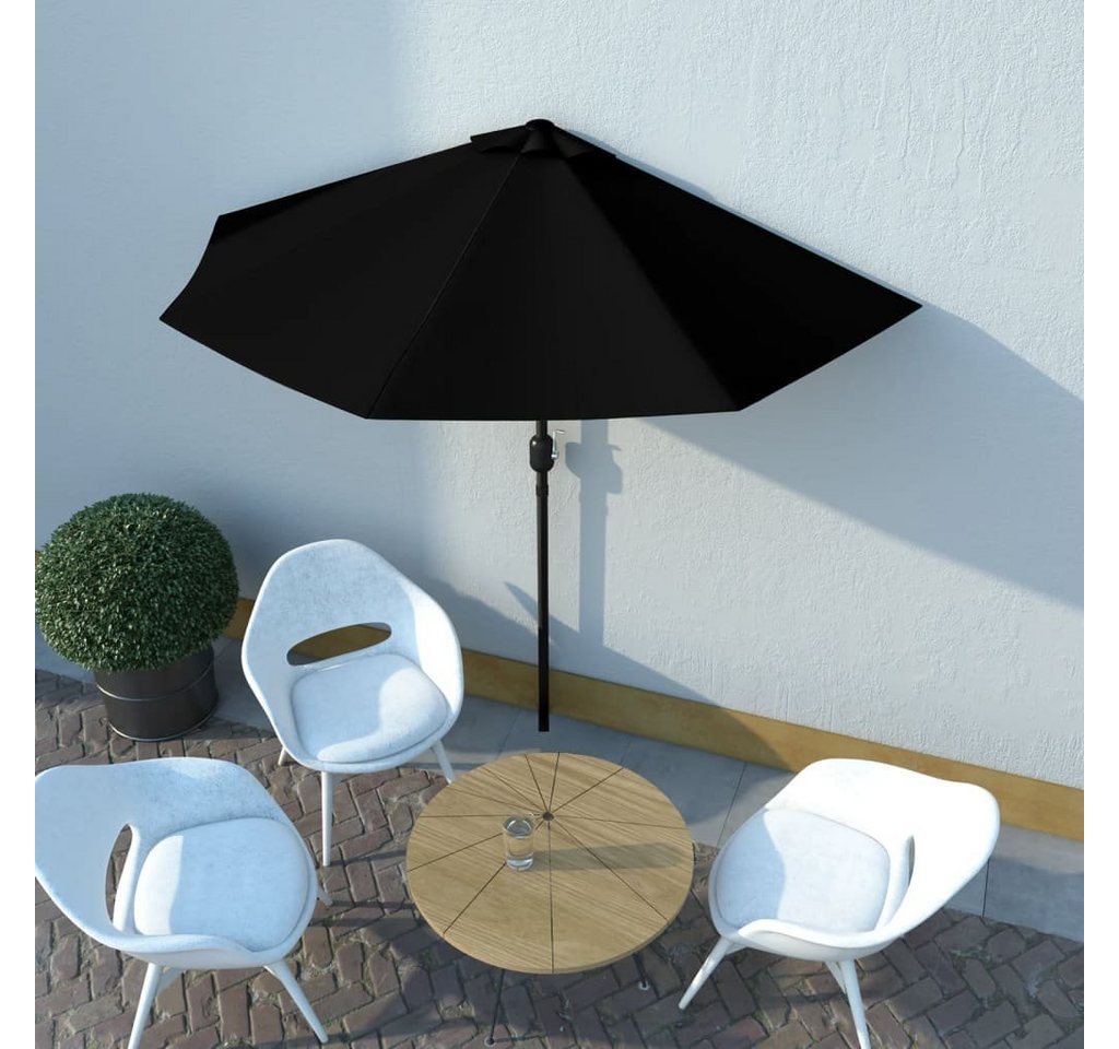 Thumbnail - furnicato Sonnenschirm Balkon-Alu-Mast Schwarz 270x144x222cm Halbrund