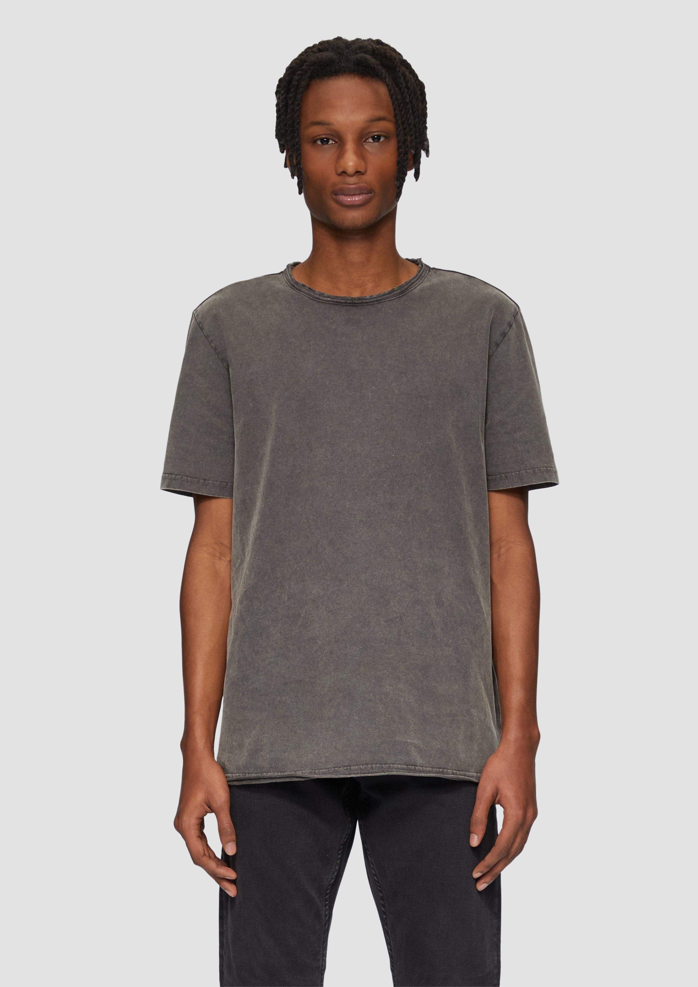 QS Kurzarmshirt Gewaschenes T-Shirt mit Rollkante günstig online kaufen