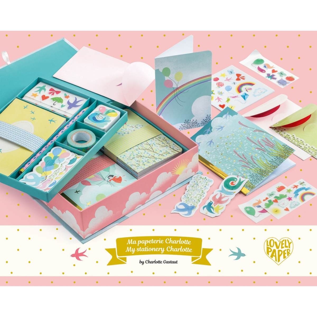DJECO Notizbuch Papeterie-Box Schreibwaren-Geschenkbox für Kinder