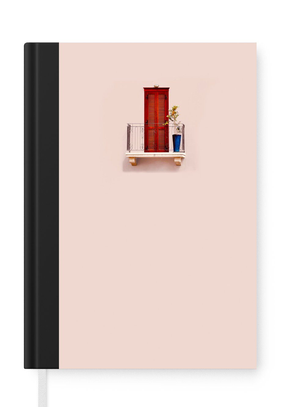 MuchoWow Notizbuch Tür - Rot - Pastell - Architektur, Journal, Merkzettel, Tagebuch, Notizheft, A5, 98 Seiten, Haushaltsbuch