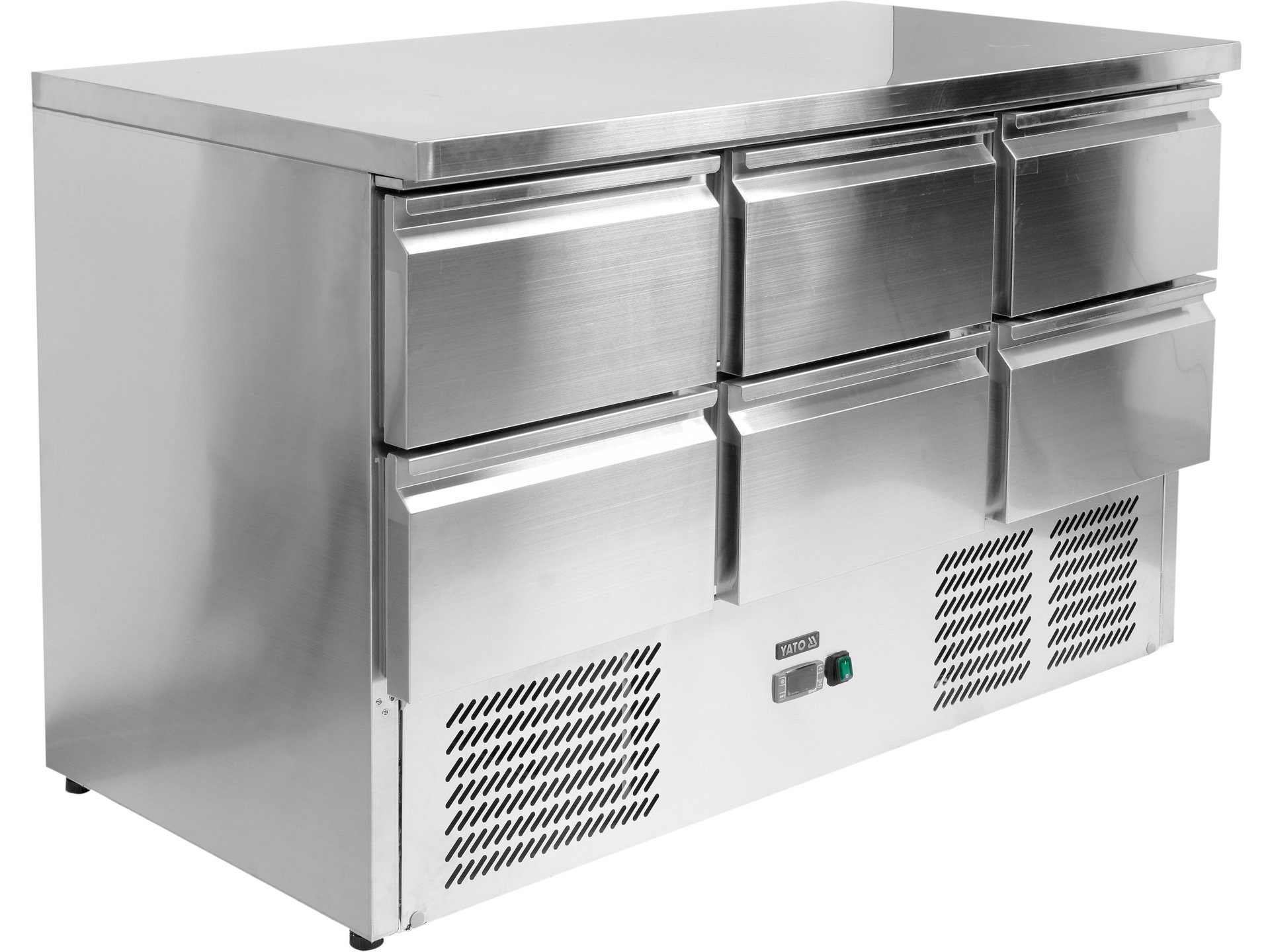 Yato Arbeitstisch Kühltisch mit 6 Schubladen, 240W, 368L, 1365 x 700 x 880 mm