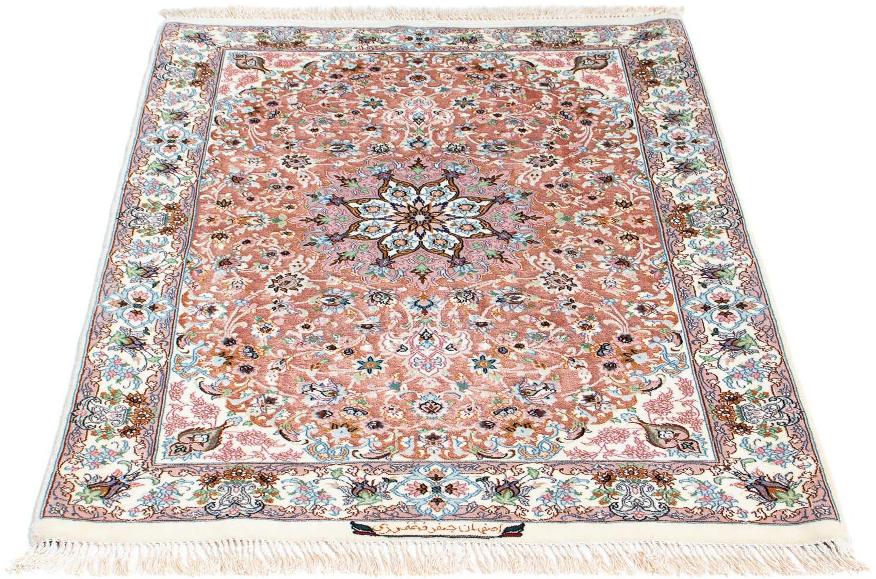 Orientteppich Perser - Isfahan - Premium - 118 x 84 cm - rosa, morgenland, rechteckig, Höhe: 6 mm, Wohnzimmer, Handgeknüpft, Einzelstück mit Zertifikat