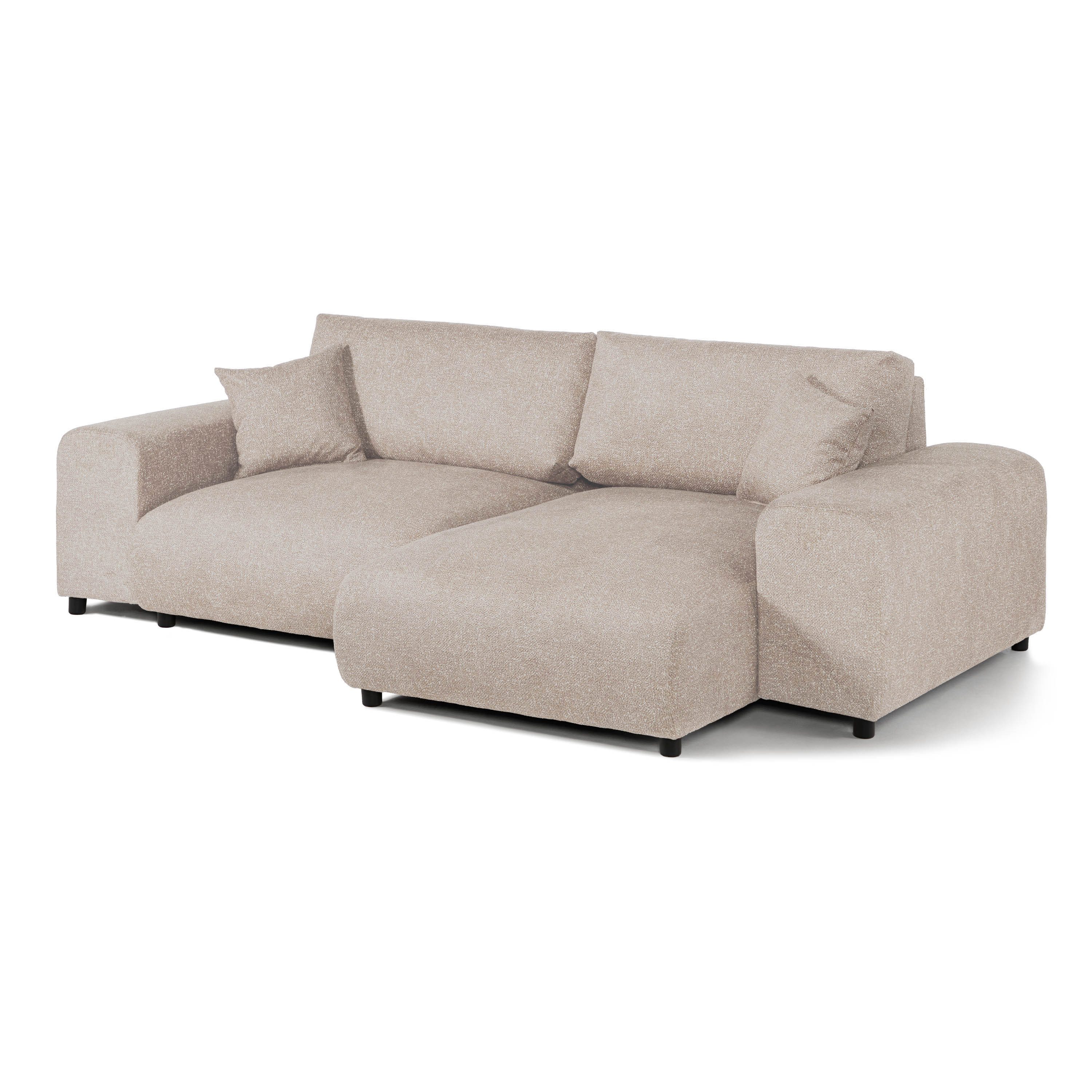 LIVORA Ecksofa SOFAS, Ecksofa Plüsch 237x144x79 beige PAULINA