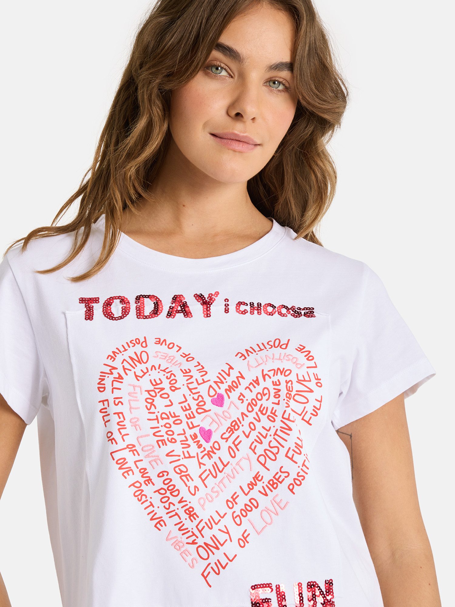 Lieblingsstück T-Shirt CleoL mit Print & Paillettenbesatz vorn günstig online kaufen