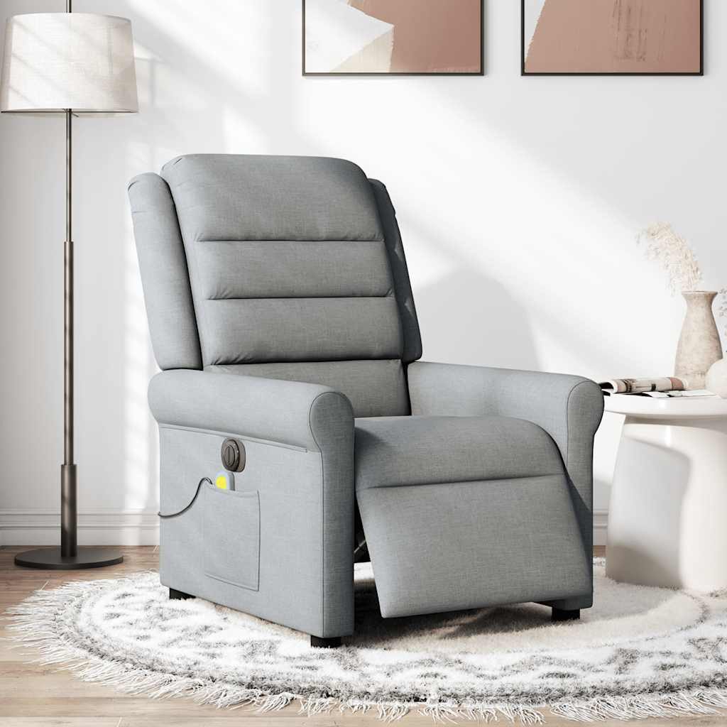 vidaXL Sessel Massagesessel Elektrisch Hellgrau Stoff günstig online kaufen