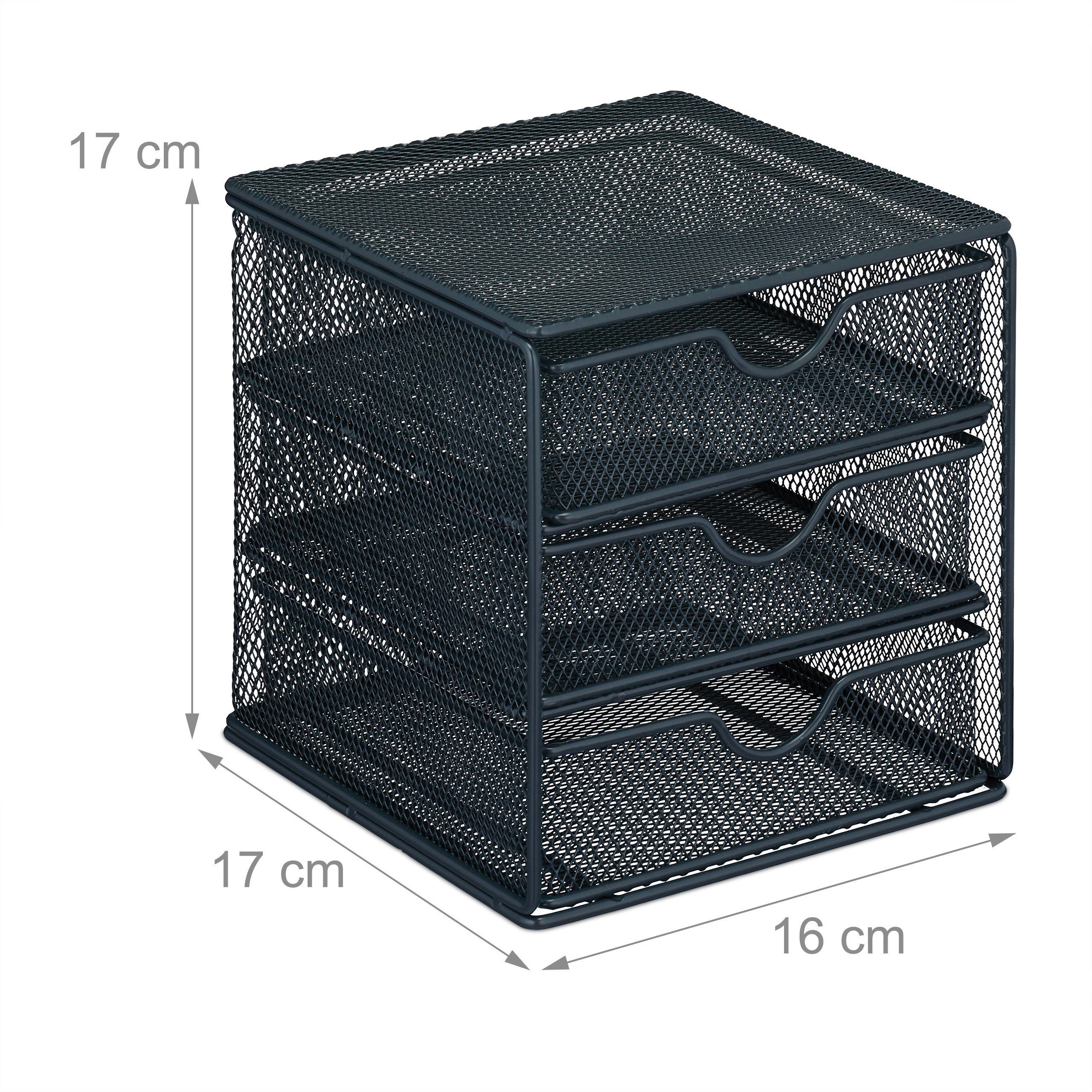 Schubladenbox Fächern 3 Schubladenbox relaxdays mit anthrazit