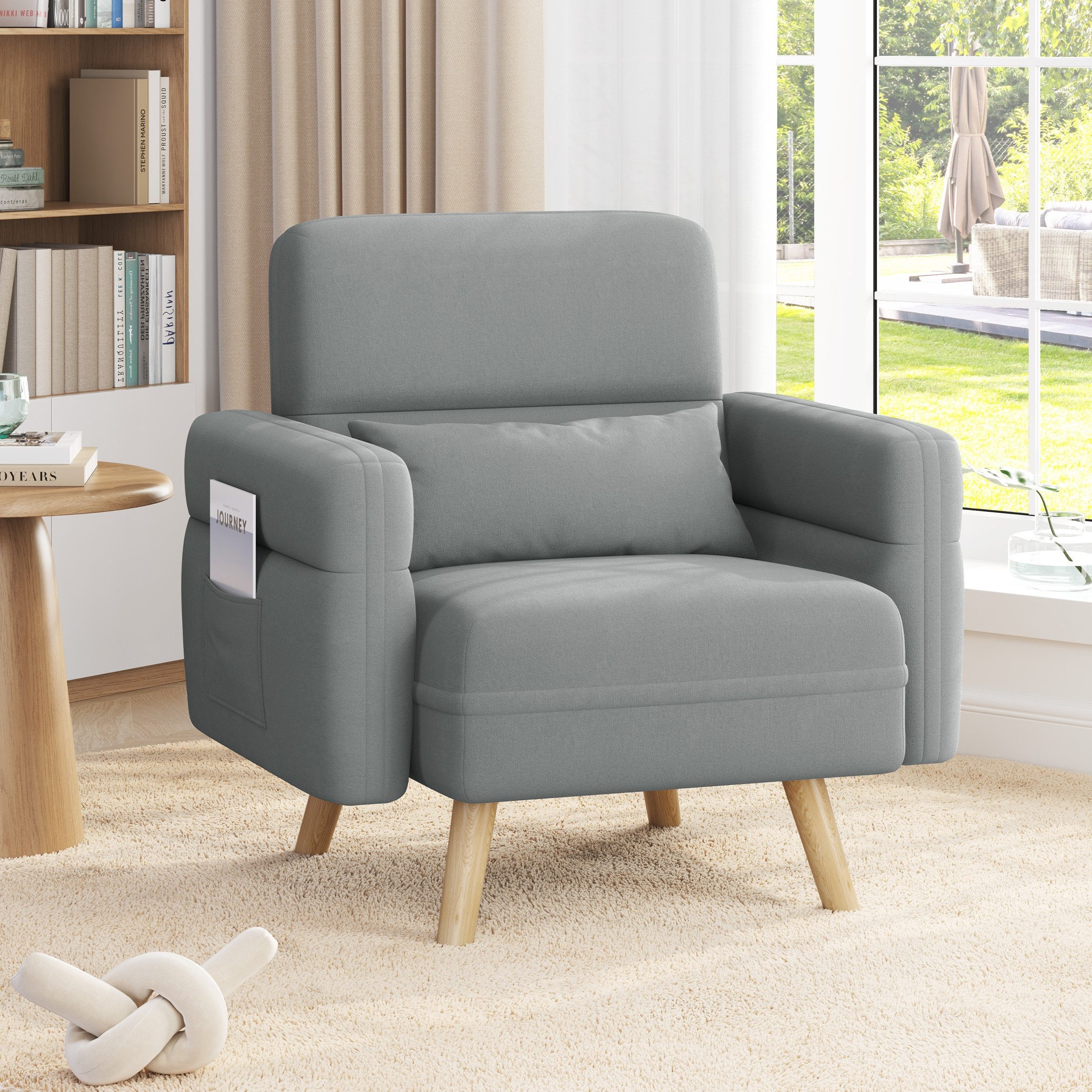 Yaheetech Sofa Kleines Polstersofa, Einzelsofa mit Lendenkisse Loveseat für Loft, Sitzfläche 54 × 50 cm