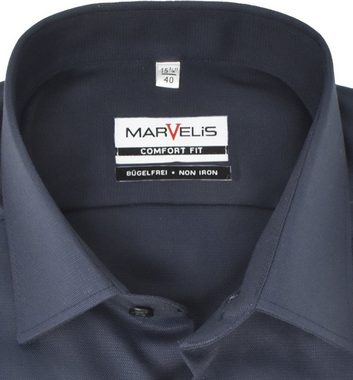MARVELIS Businesshemd Businesshemd - Comfort Fit - Langarm - Einfarbig - Marine