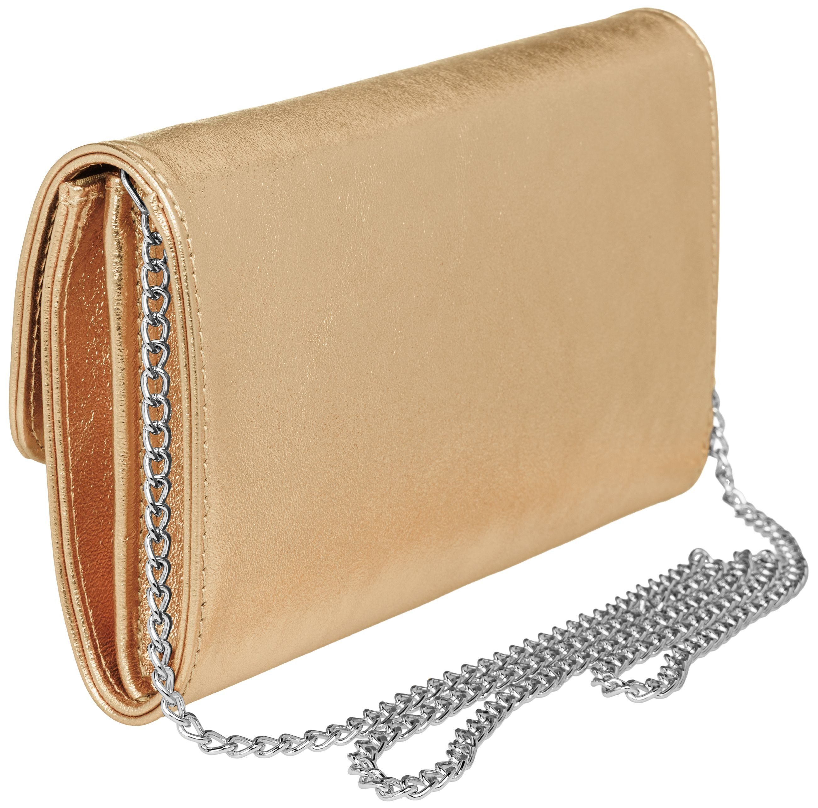 Caspar Clutch Abendtasche Metallic Leder Damen Tasche - PREMIUM LINE - Modell No.779, leicht, elegant & langlebig- 100% Echtleder - Handmade in Italy