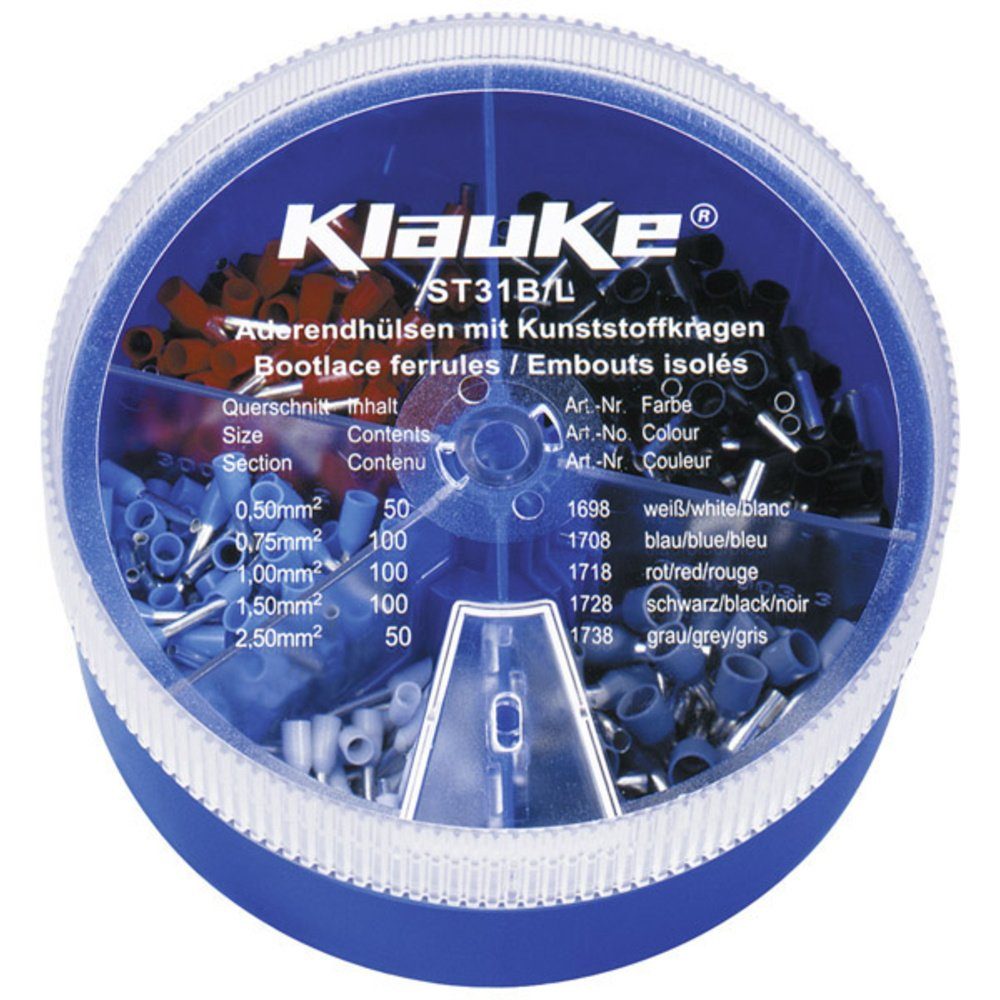 Klauke Ringkabelschuh Klauke ST31B 0.50 ST31B Rot, mm² Aderendhülsen-Sortiment Weiß, mm² Blau, 2.50