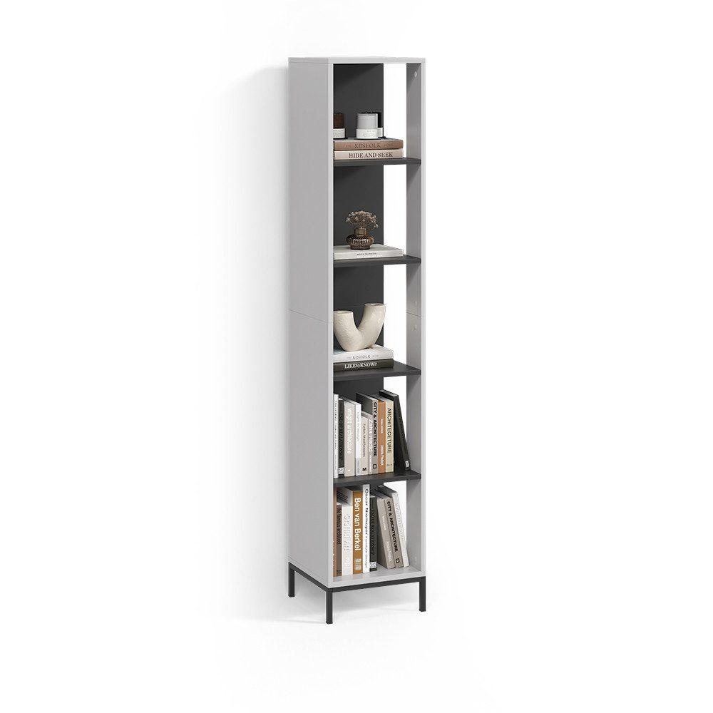 Livinity® Bücherregal Aterno, Grau, mit 5 Fächern, 1-tlg.