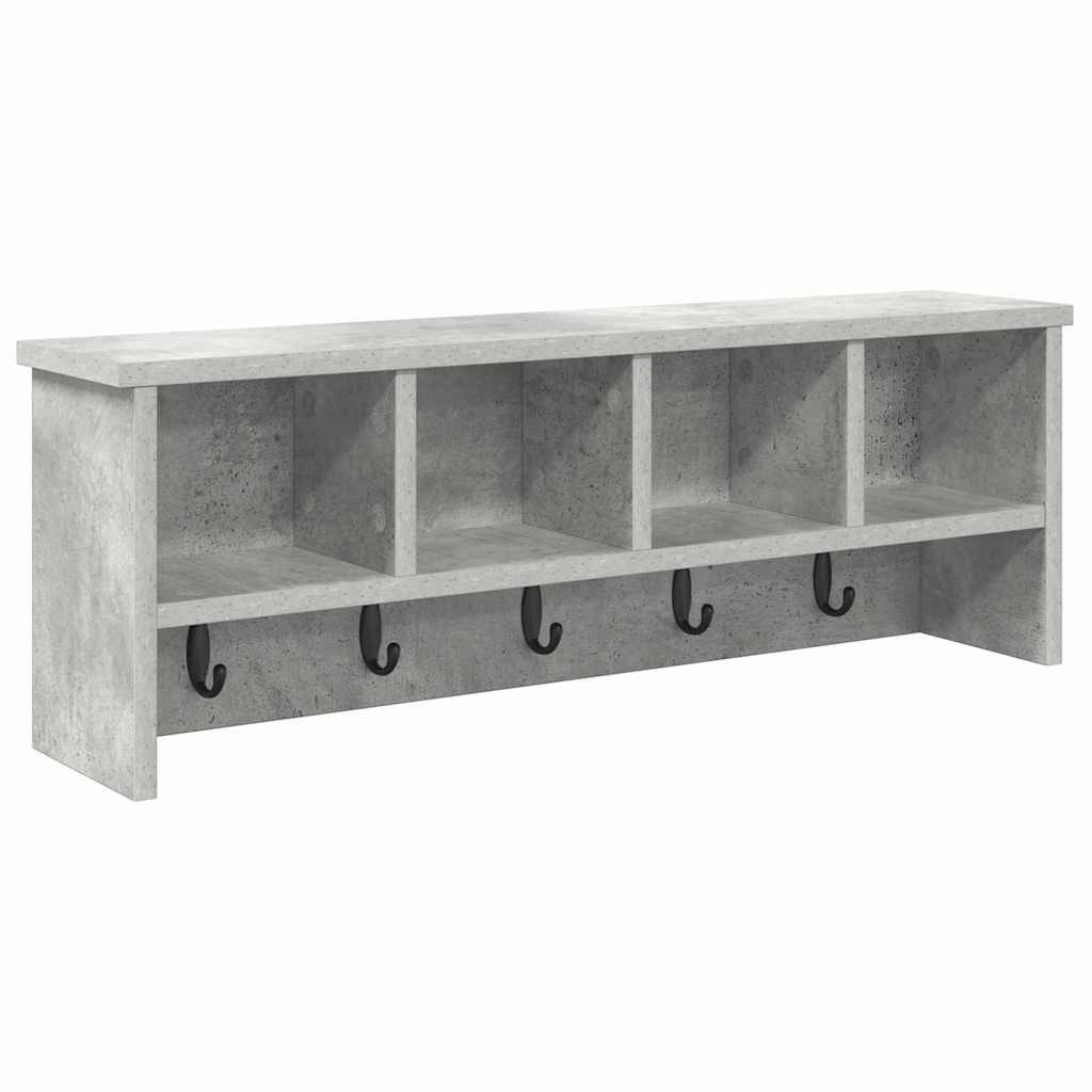furnicato Garderobenständer Wandgarderobe mit 3 Regalen 75 x 16 x 26 cm Beton Grau, Garderobenständer mit 3 Ablagen und Haken für deinen Flurbereich
