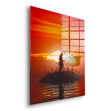 DOTCOMCANVAS® Acrylglasbild After The Last Breath - Acrylglas, Acrylglasbild Sonnenuntergang orange AI KI generiert Wandbild