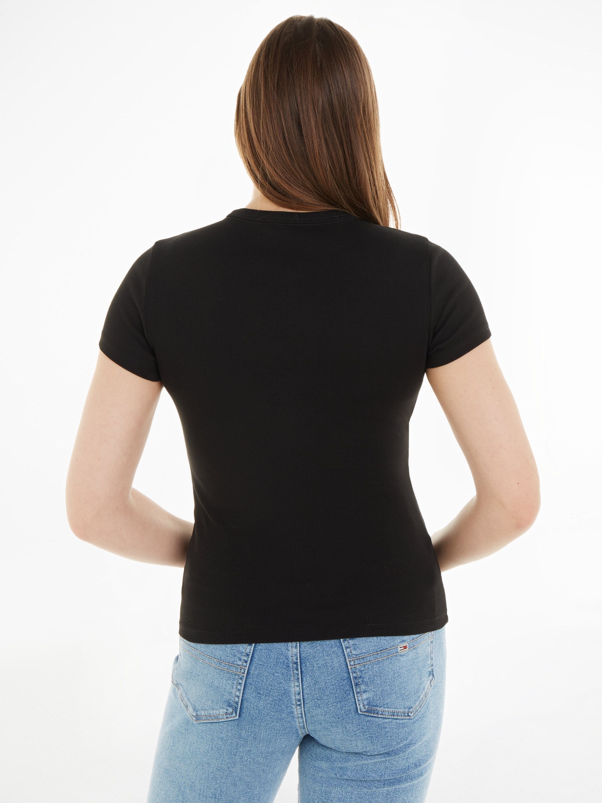 Tommy Jeans Curve T-Shirt Slim Essential Rib Große Größen günstig online kaufen