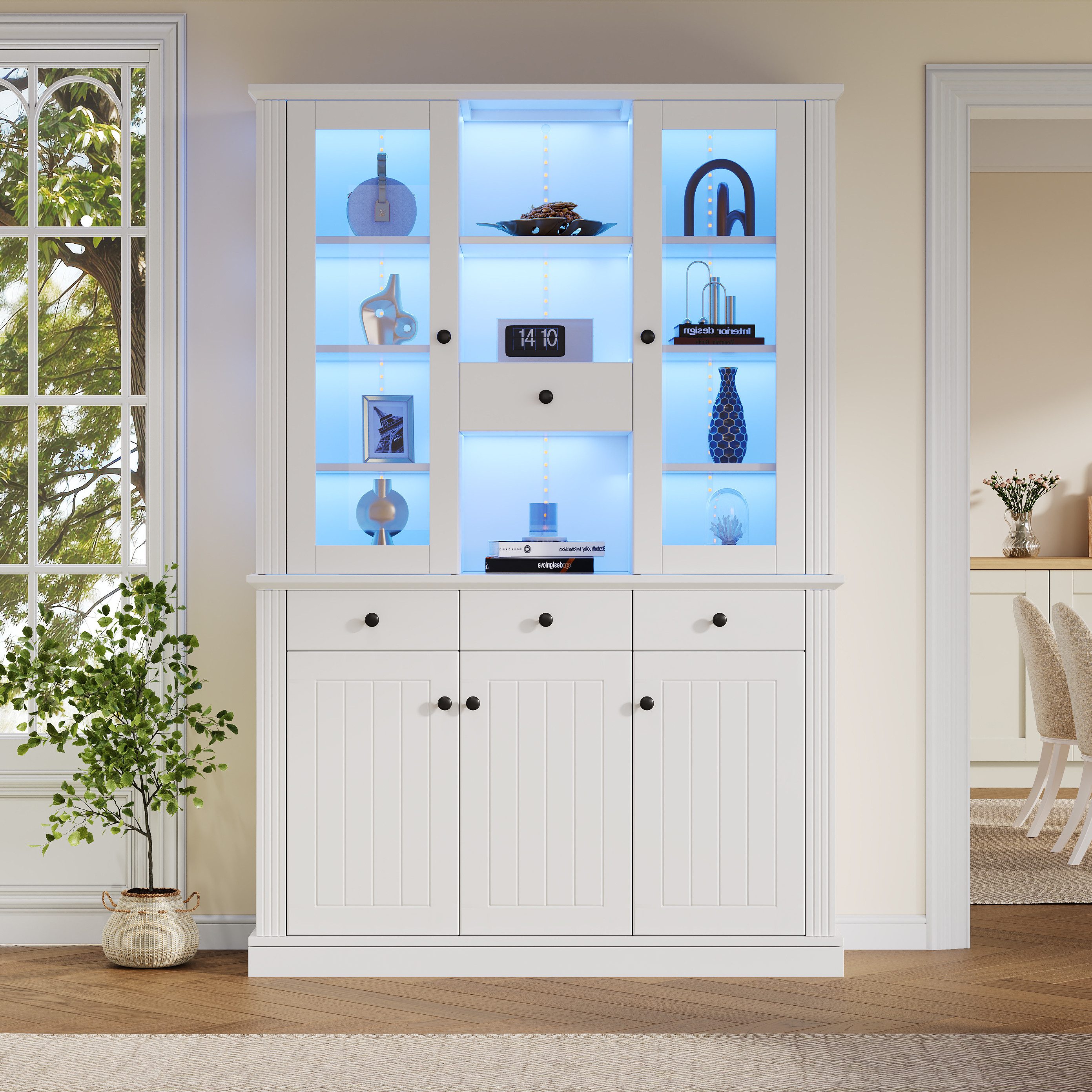 Merax Standvitrine mit LED- Beleuchtung (119,5×40×180 cm, 1-St., Hochschran günstig online kaufen