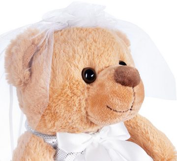 BRUBAKER Kuscheltier Teddybär Braut im Hochzeitskleid weiß (1-St., Hochzeitsgeschenk Kuscheltier), 25 cm Teddy Geschenk für Hochzeit und Verlobung